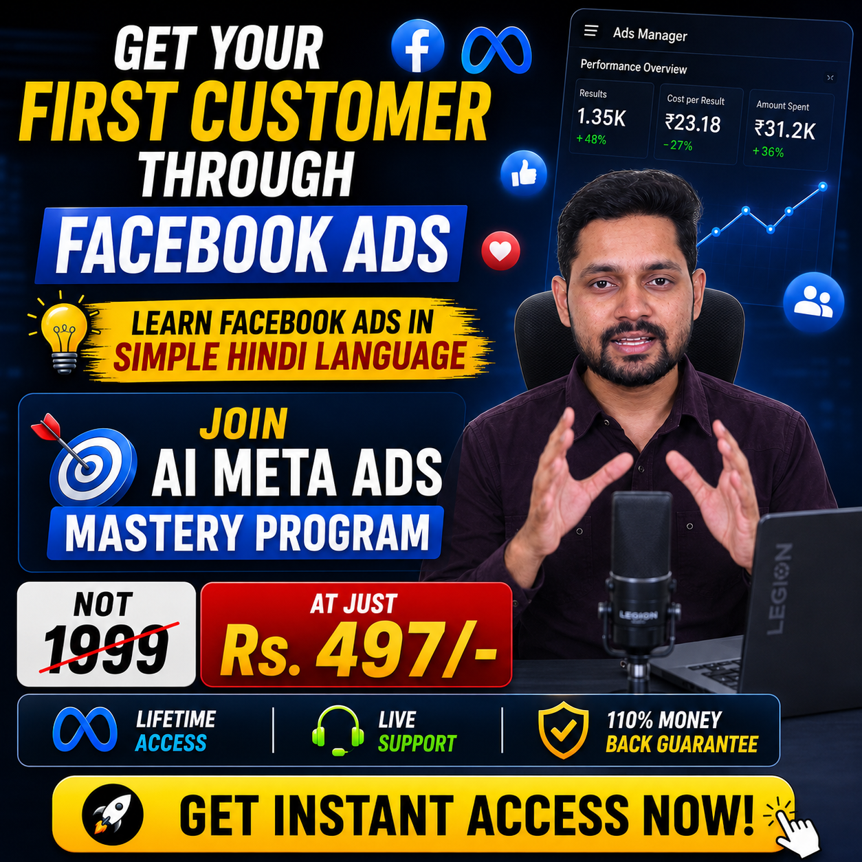 GrowthShastra Facebook ad: Launch Your First Meta Ad & Start Getting Sales in 7 Days