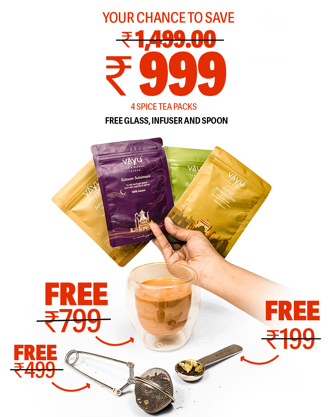 Vayu Tea & Blends - London Facebook ad: 3 FREE Gifts!