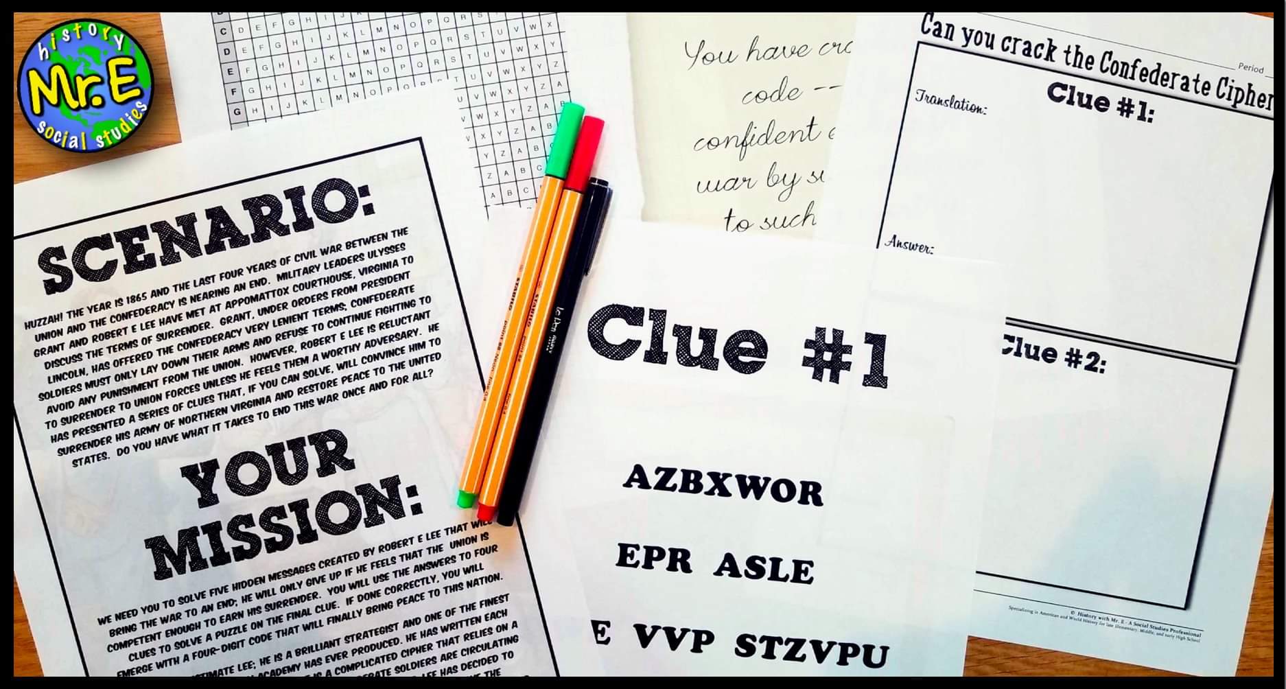History with Mr E Facebook ad: Have you tried a Social Studies Escape Room?