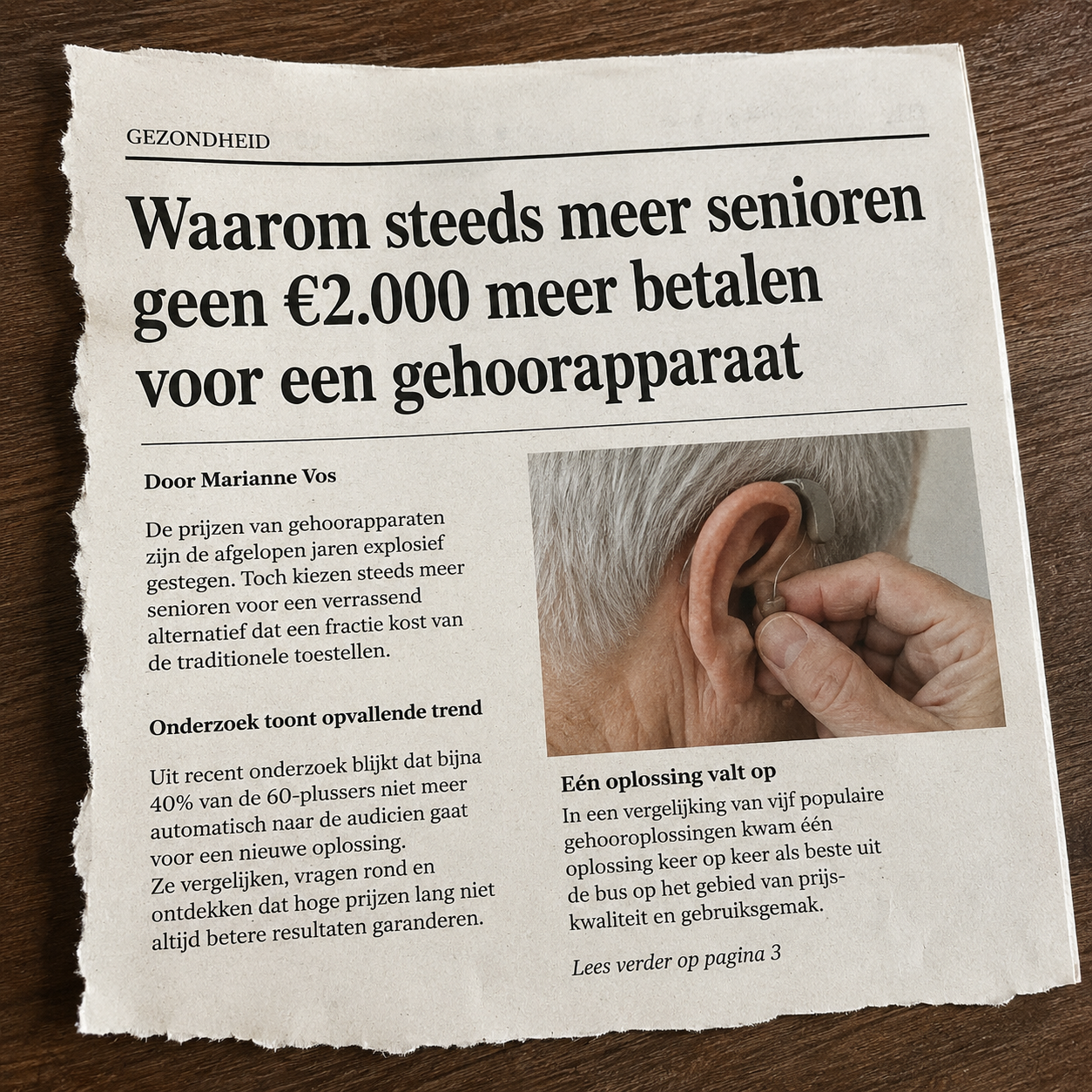 Gezond leven magazine Facebook ad: Lees dit voordat u een hoortoestel overweegt