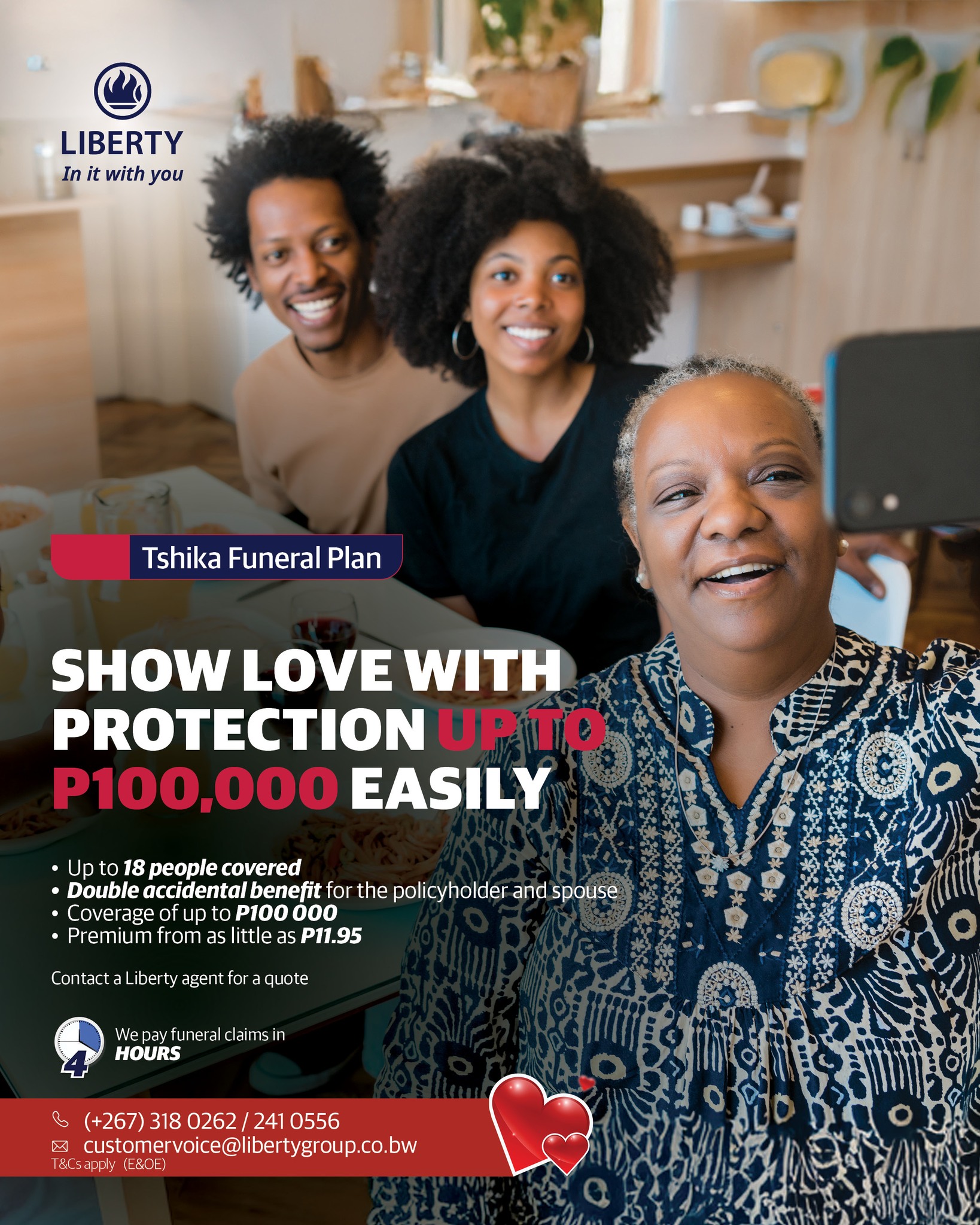 Liberty Life Botswana Facebook ad: Love in action is protecting your family from…