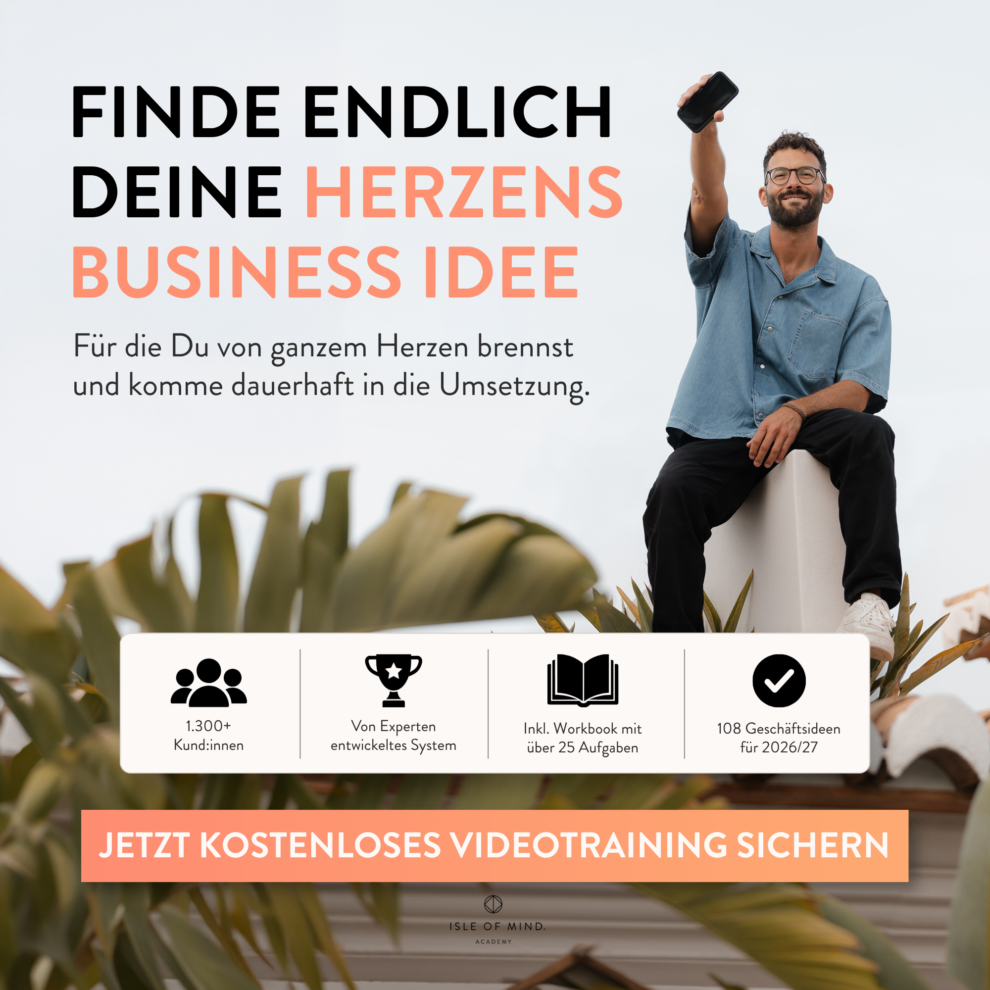 Isleofmind_academy Facebook ad: Kostenloser Videokurs: Deine Business-Idee für 2026