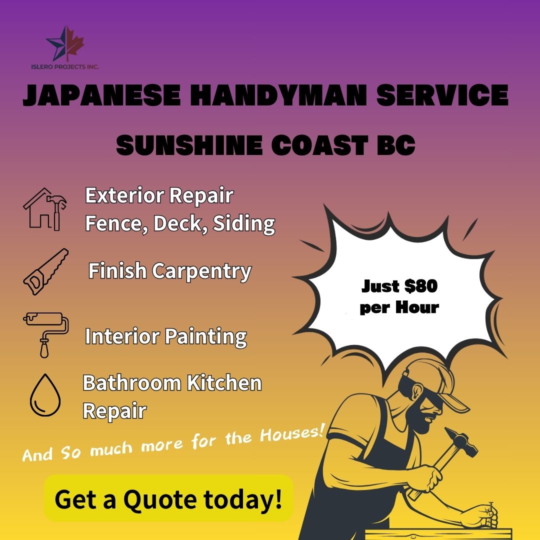 Islero Projects inc. Facebook ad: Handyman. Service in Sunhine Coast BC