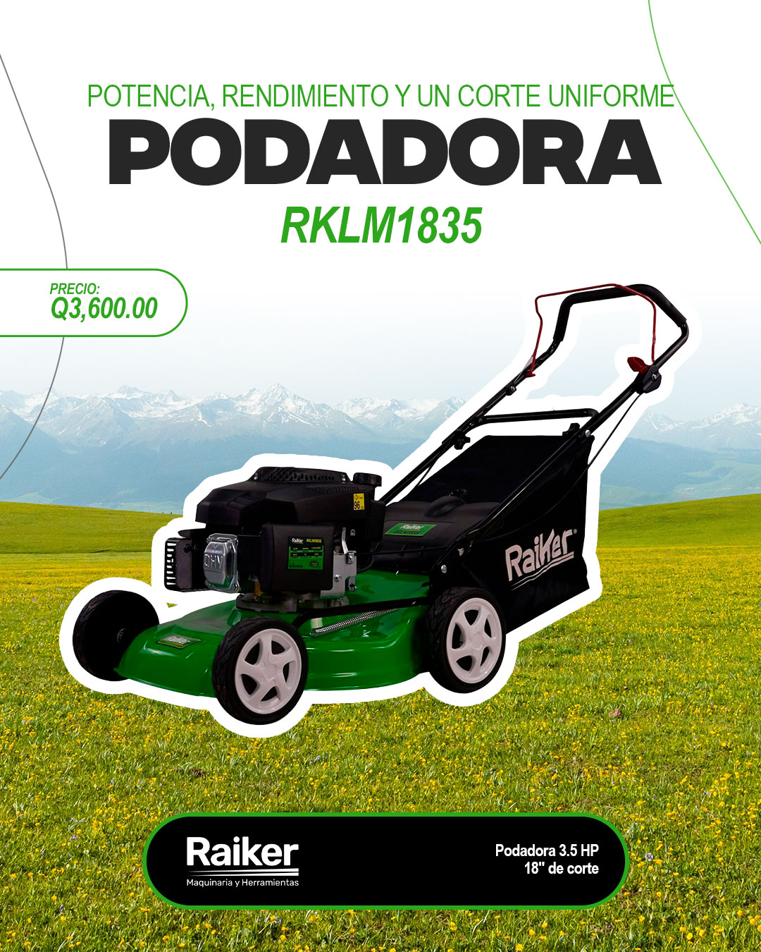 Raiker Guatemala Facebook ad: Podadora Raiker RKLM1835