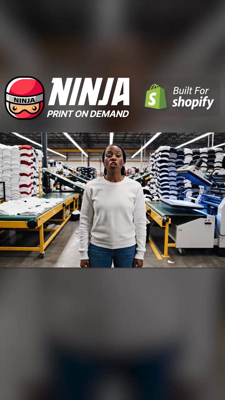 Ninja Transfers Facebook ad: Print on Demand for Shopify Stores