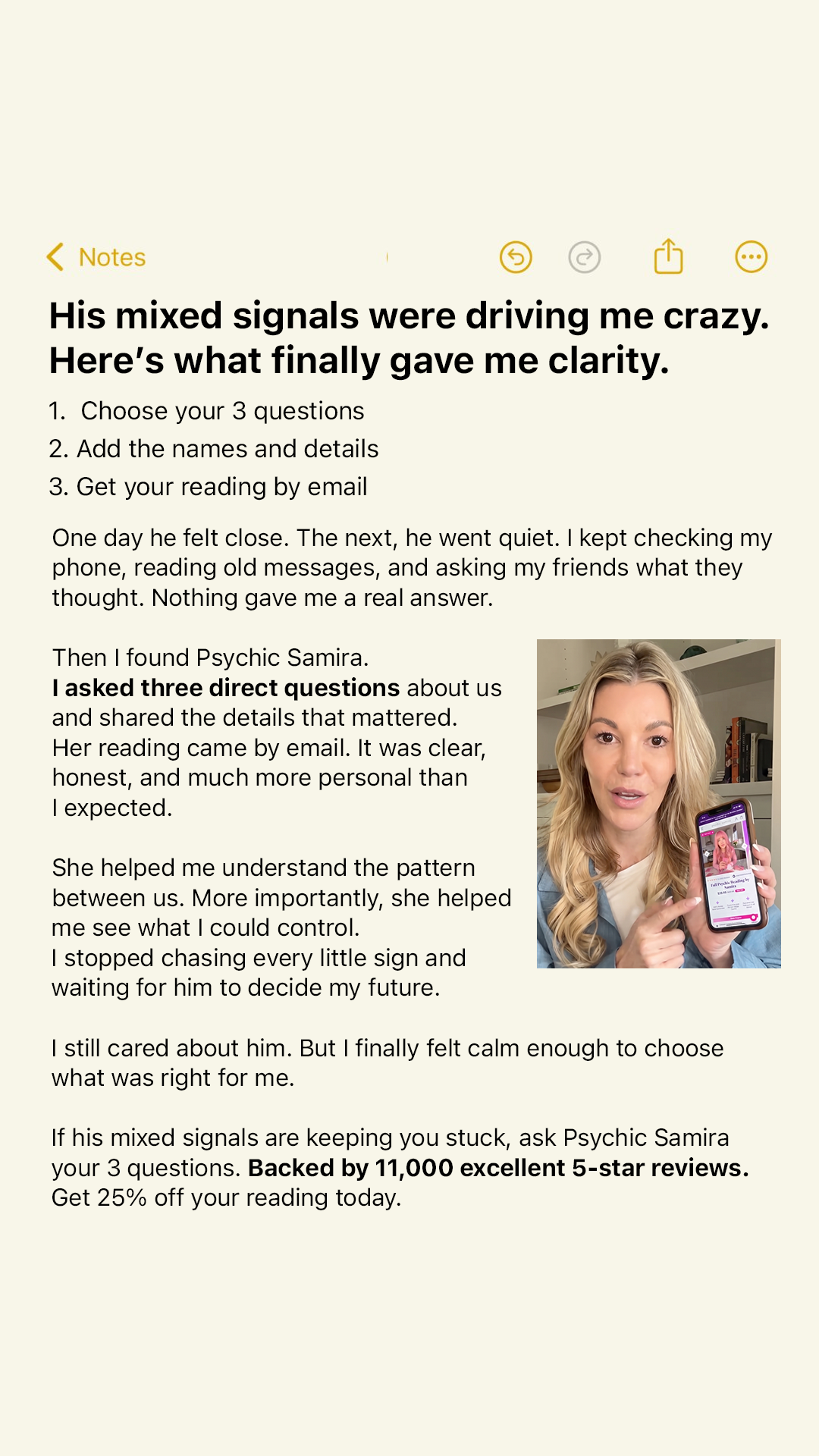 Psychic Samira Facebook ad