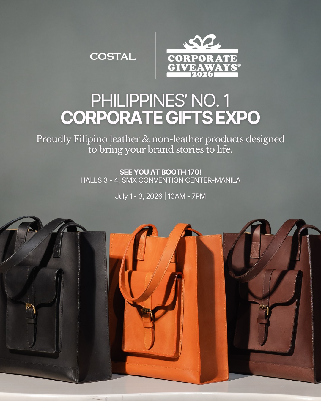 Costal Leather Bags Facebook ad: At Costal, we exist for brands with stories…