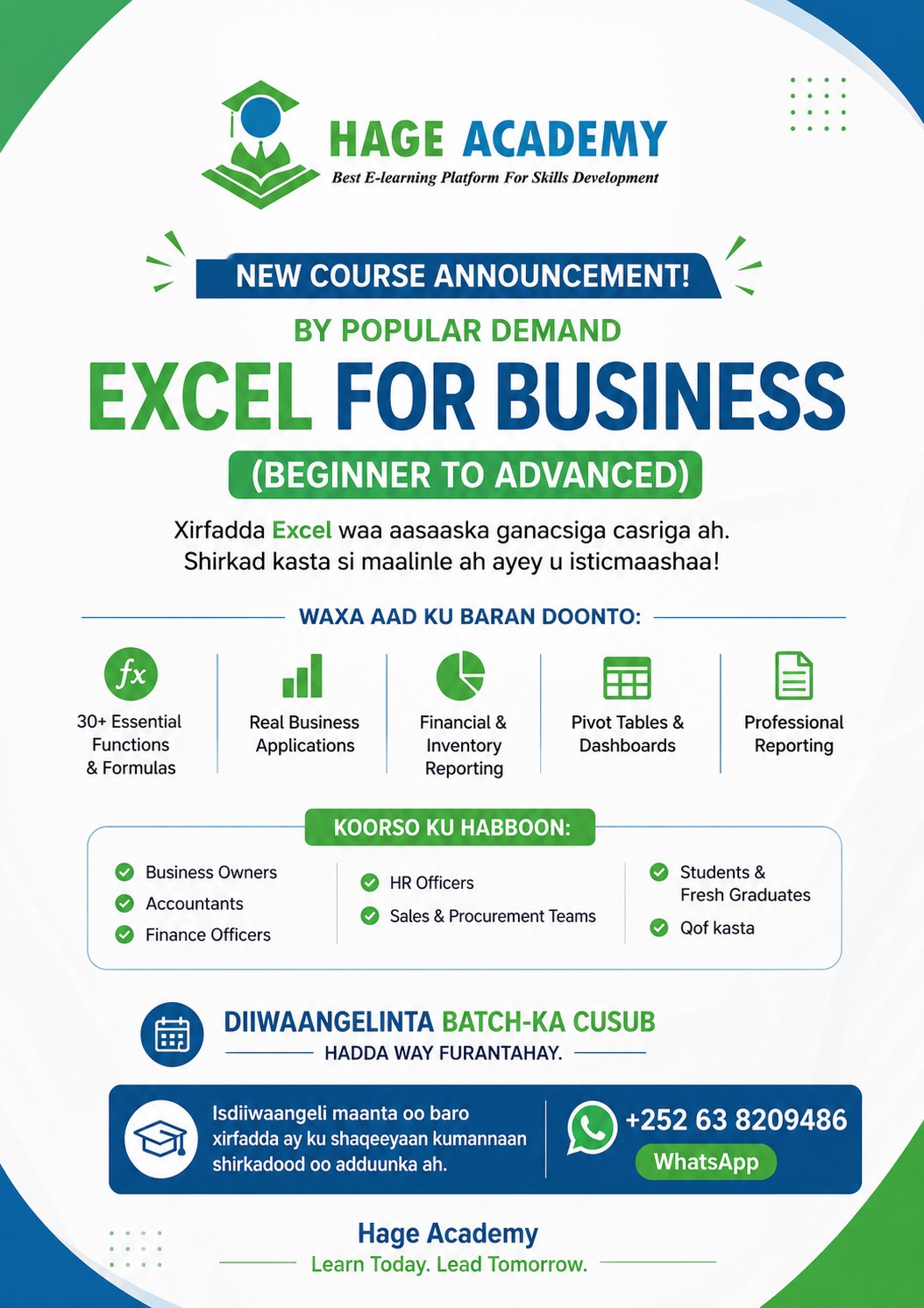 Hage Academy Facebook ad: *NEW COURSE ANNOUNCEMENT!*