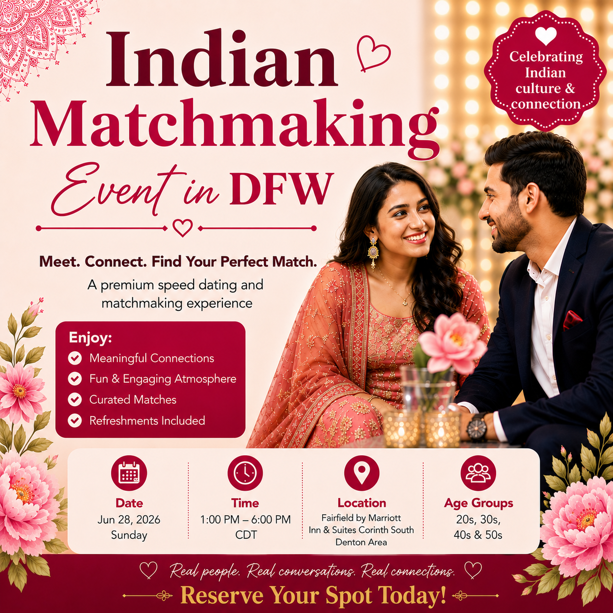Indian Matchmaking Events Facebook ad: Dallas Matchmaking Event, June 28