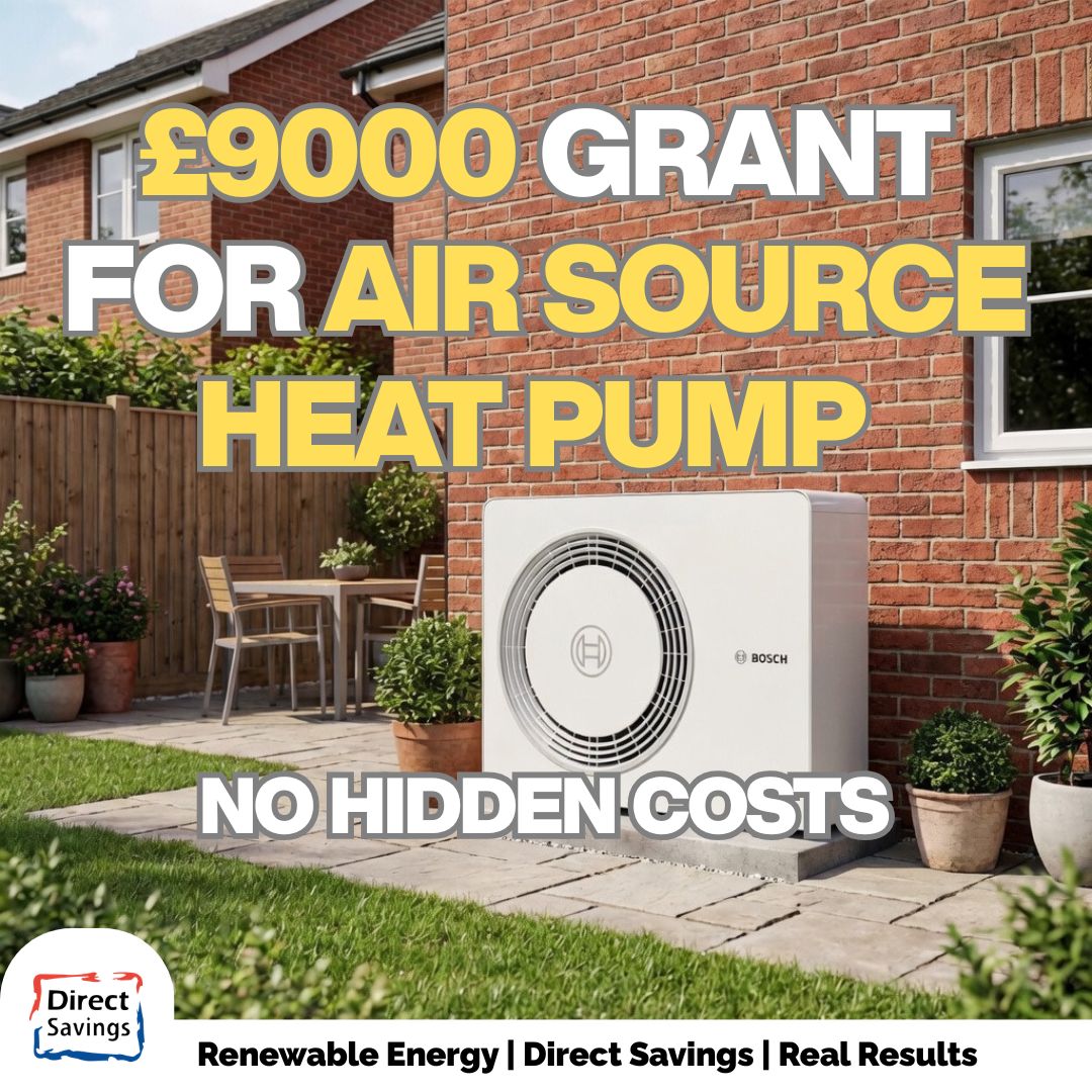 Direct Savings Facebook ad: £9,000 Heat Pump Funding Available
