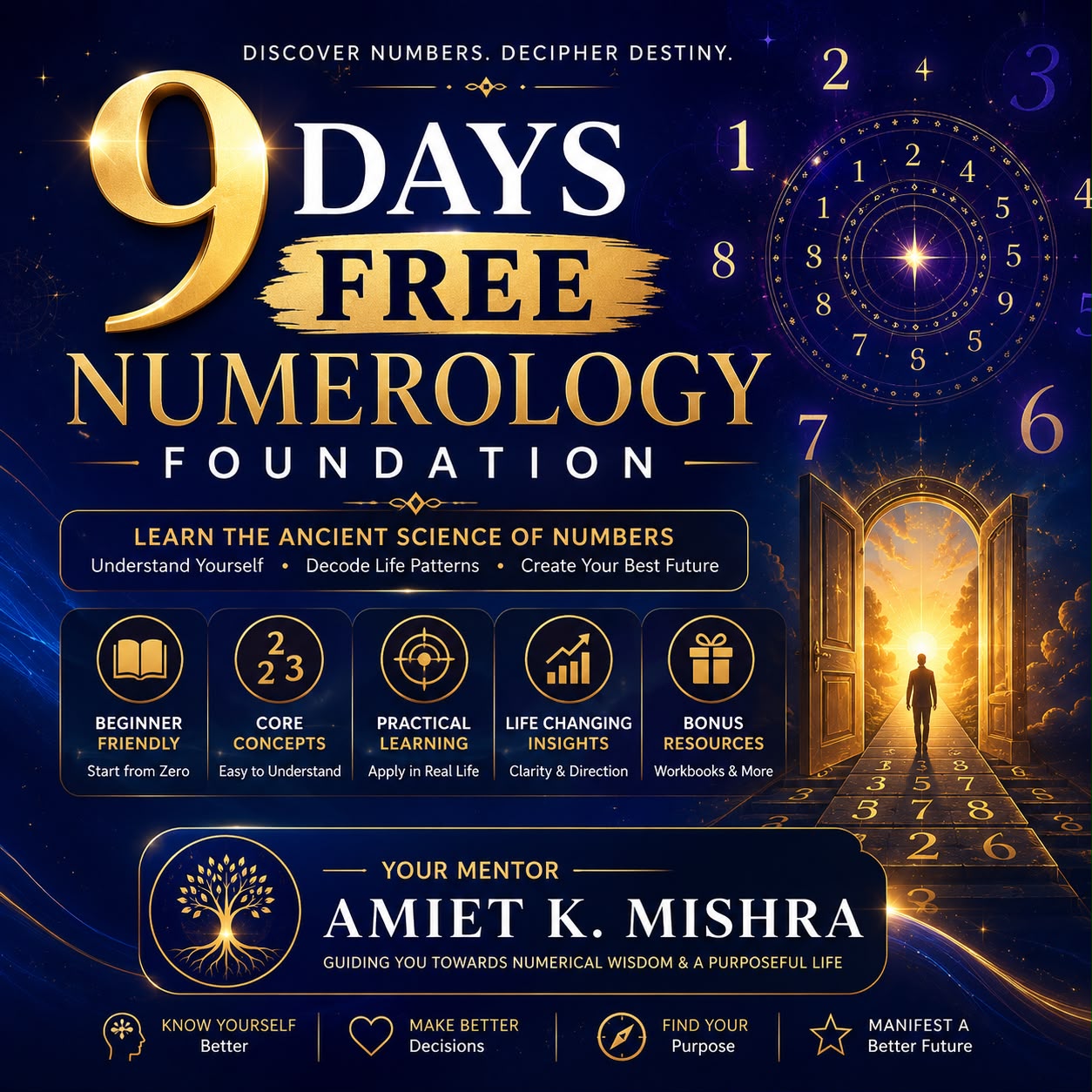 Digi Destiny Occult Academy Facebook ad: Join Our FREE 9 Days Numerology Foundation Course Now!