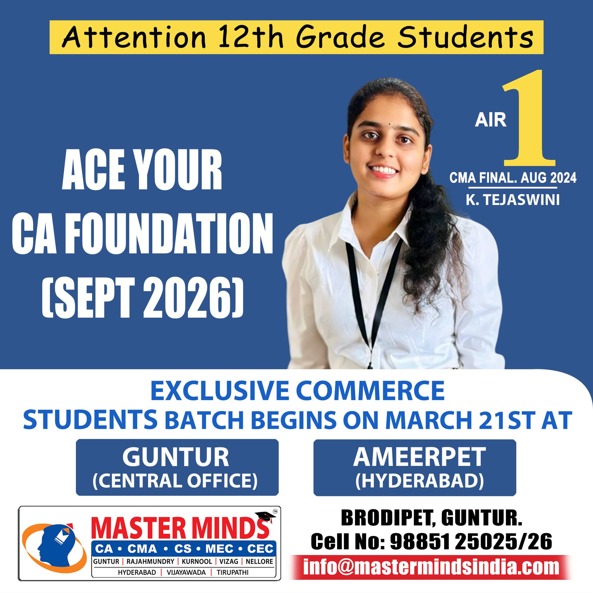 MASTERMINDS For CA Facebook ad: CA FOUNDATION REGULAR COACHING CLASSES DETAILS.