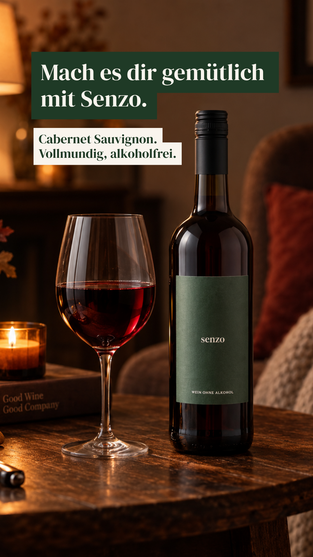 Senzo Facebook ad: 100% Wein, 0,0% Alkohol