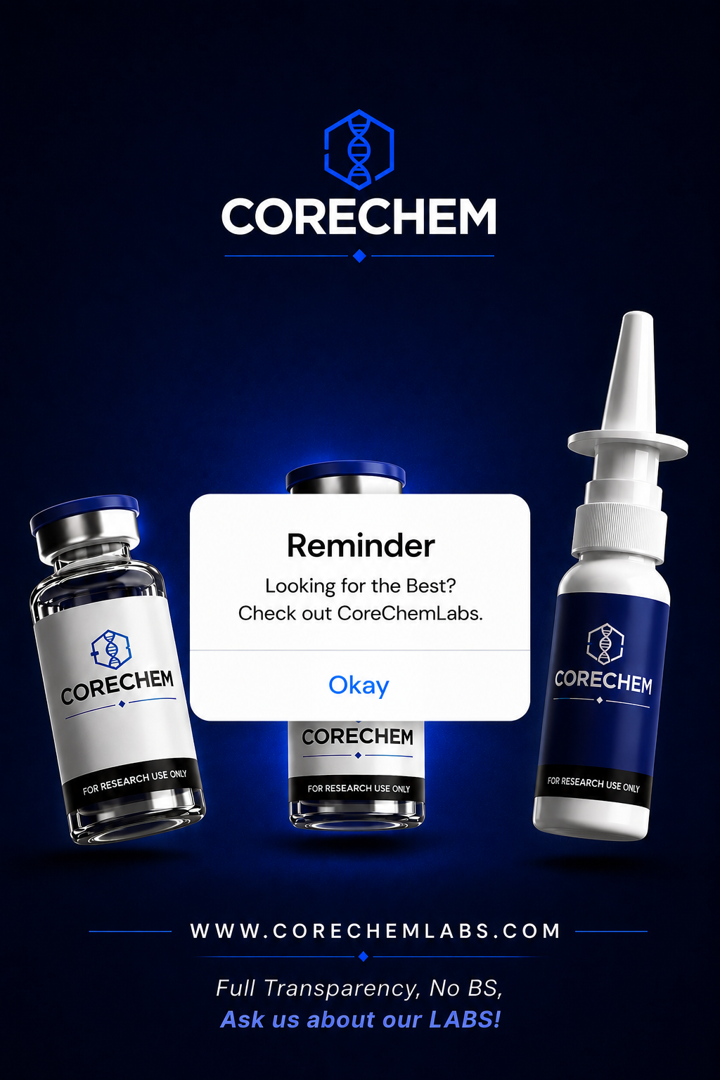Corechemlabs Facebook ad: Core Chem Labs | Analytical-Grade Biochemical Reference…
