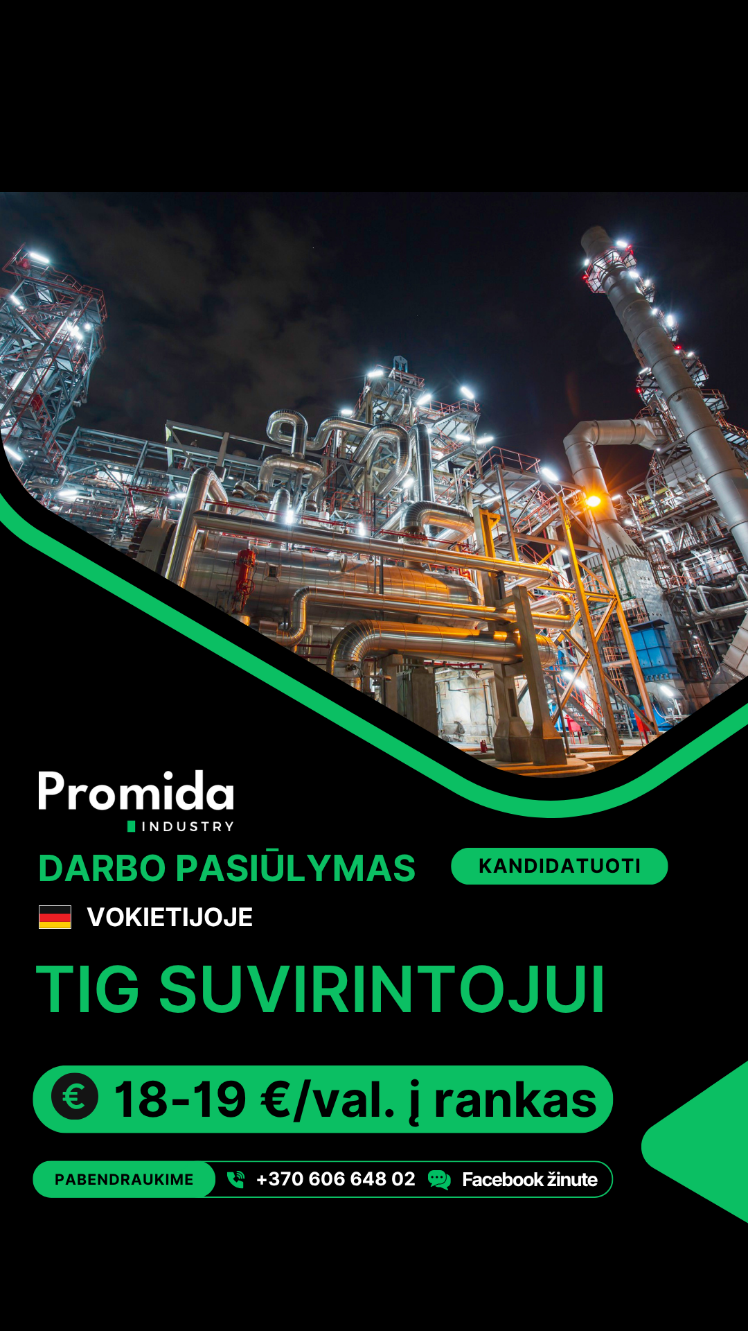 Promida Industry Facebook ad: Kandidatuoti darbui