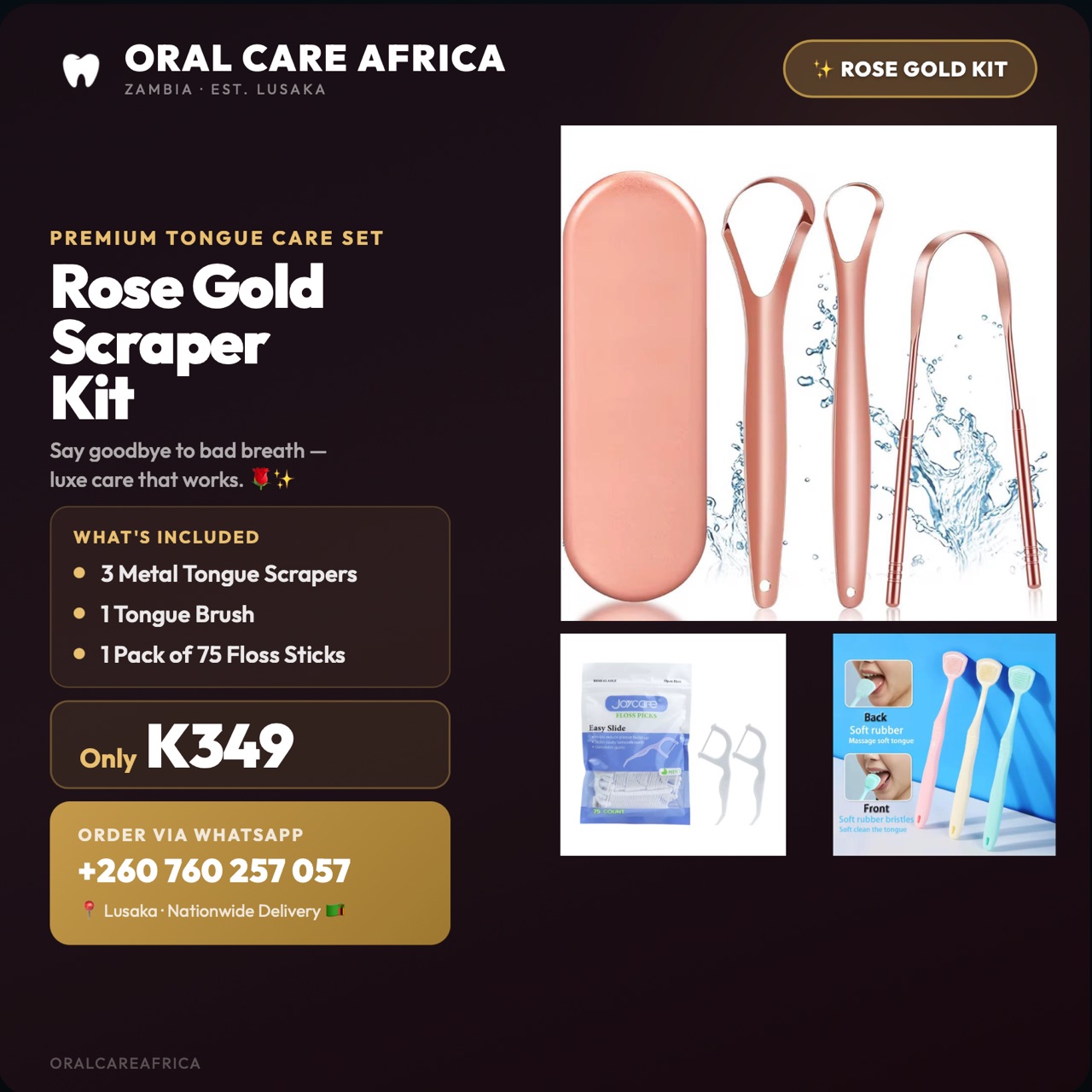 Oral Care Africa Facebook ad: Tongue scraper kit