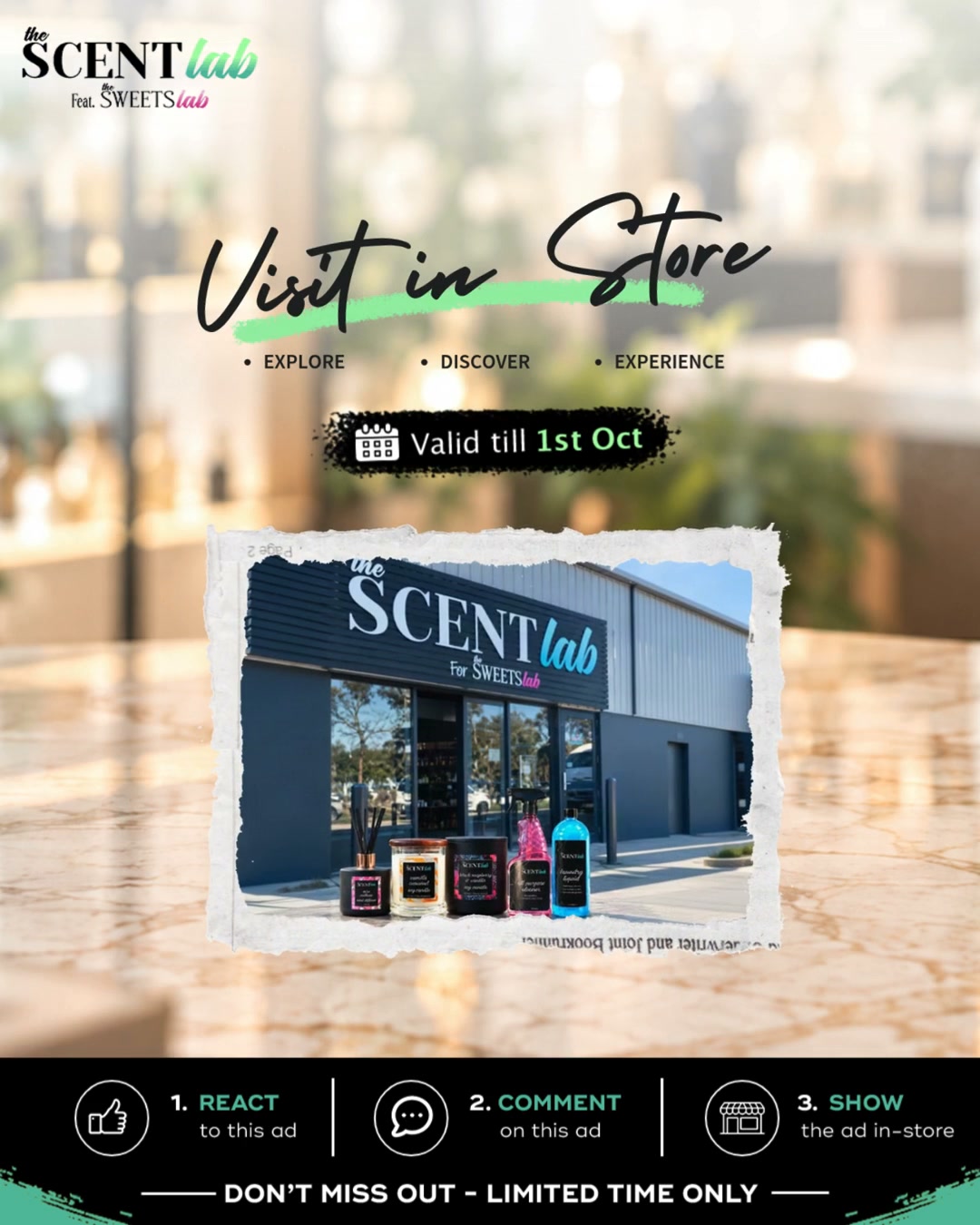The Scent Lab Facebook ad: A special offer for Geelong locals.