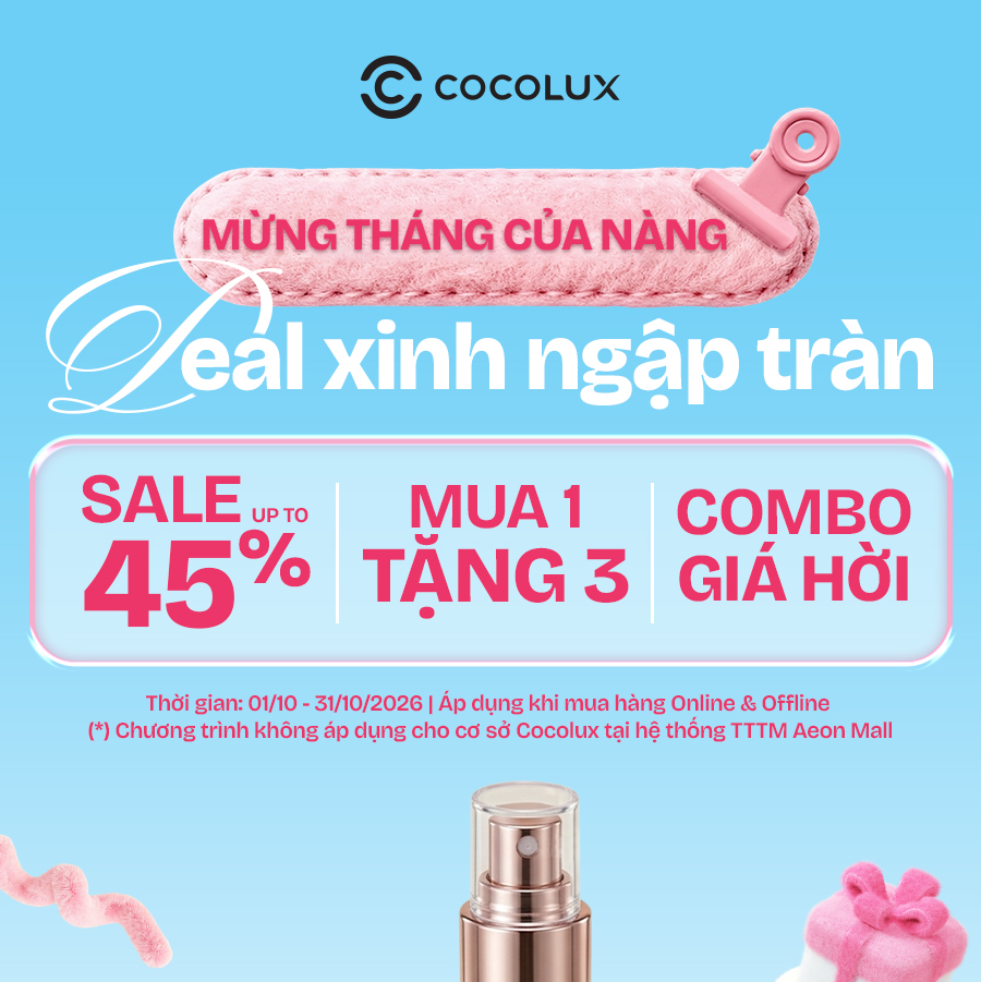 Cocolux Facebook ad: MỪNG THÁNG CỦA NÀNG, DEAL XINH NGẬP TRÀN