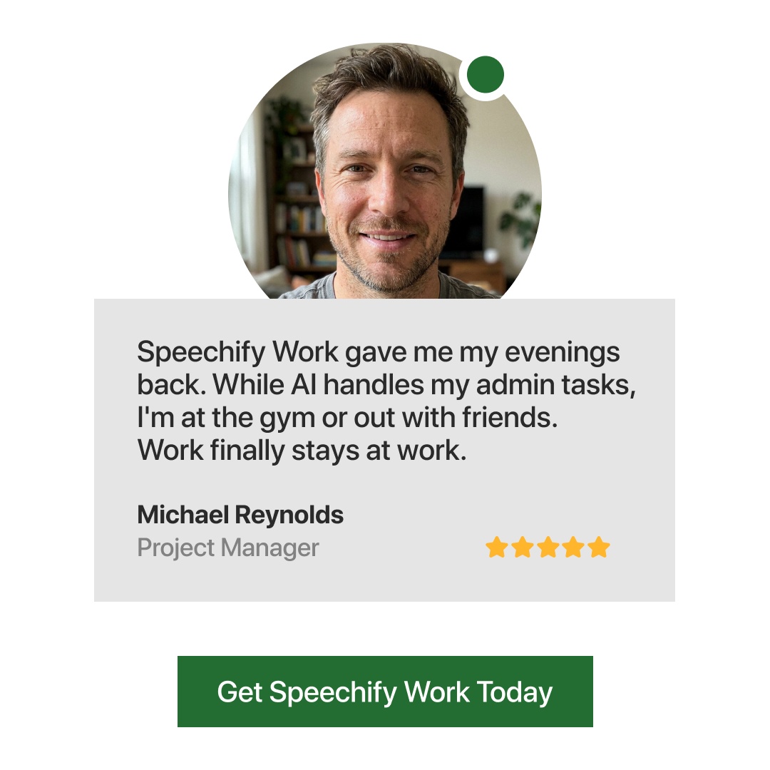 Speechify Work Facebook ad