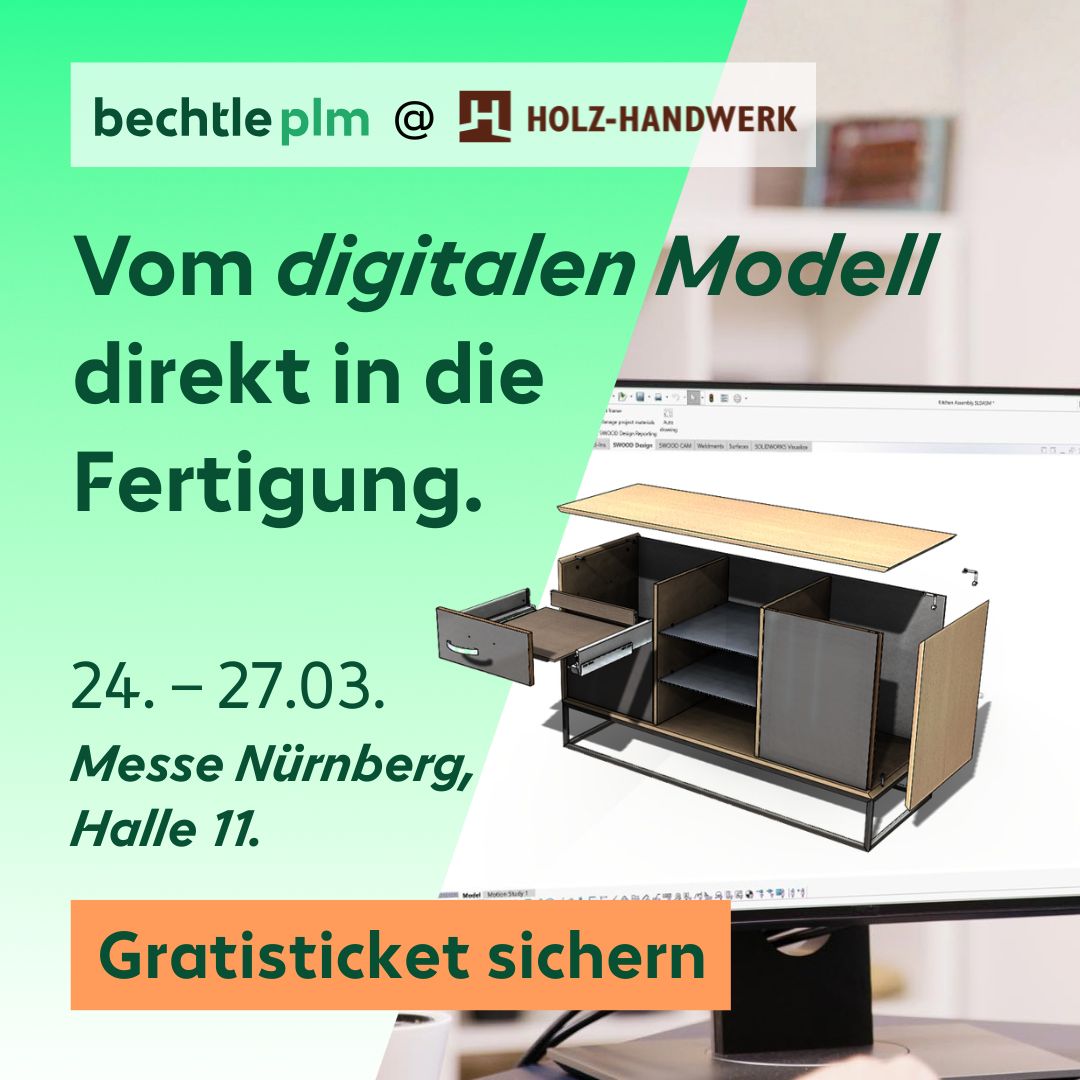 Bechtle PLM Deutschland Facebook ad: Die Holz-Handwerk 2026 in Nürnberg. Jetzt kostenfreies…