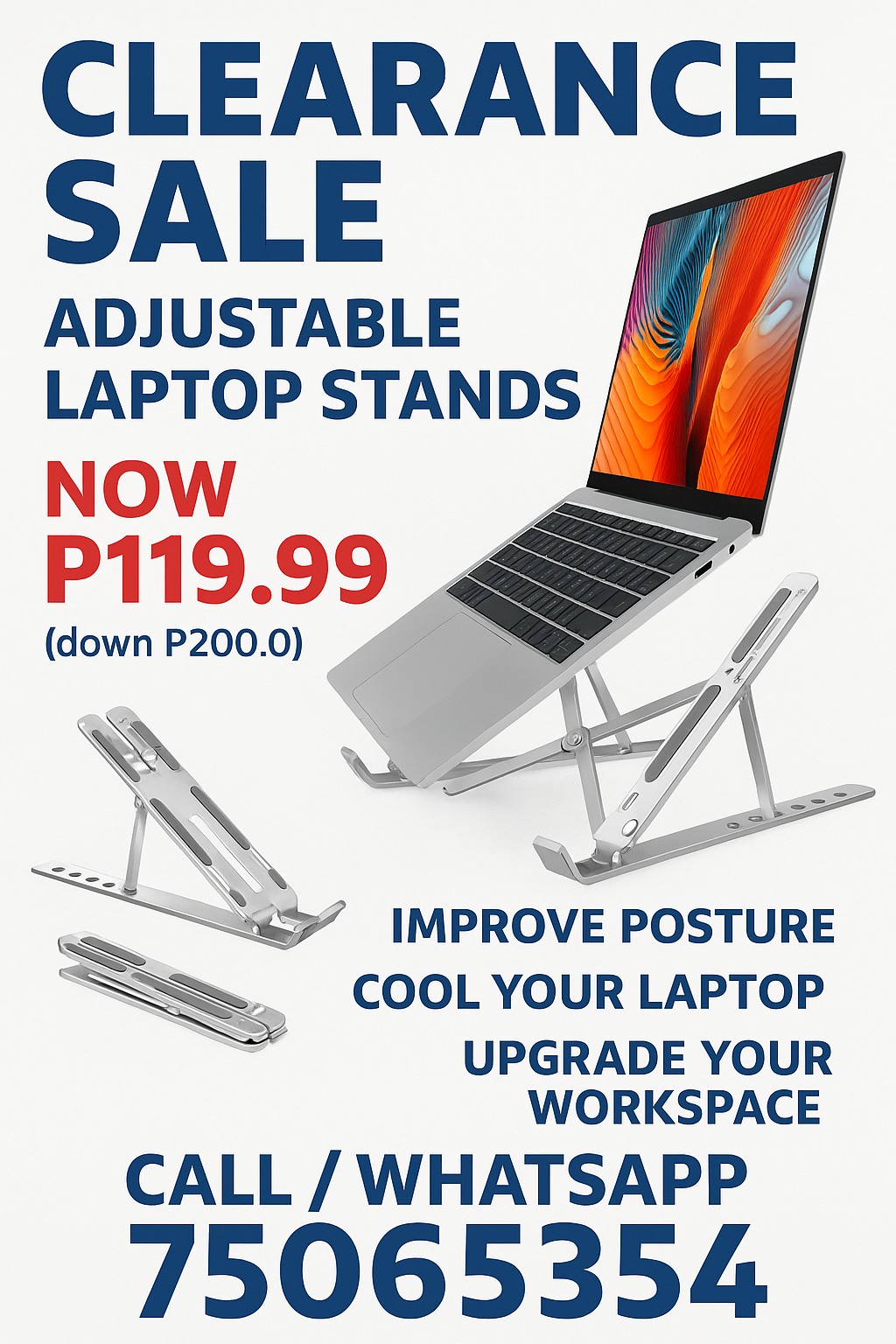 SolarScope Solutions Facebook ad: SALE! SALE! SALE!, ADJUSTABLE LAPTOP STANDS!