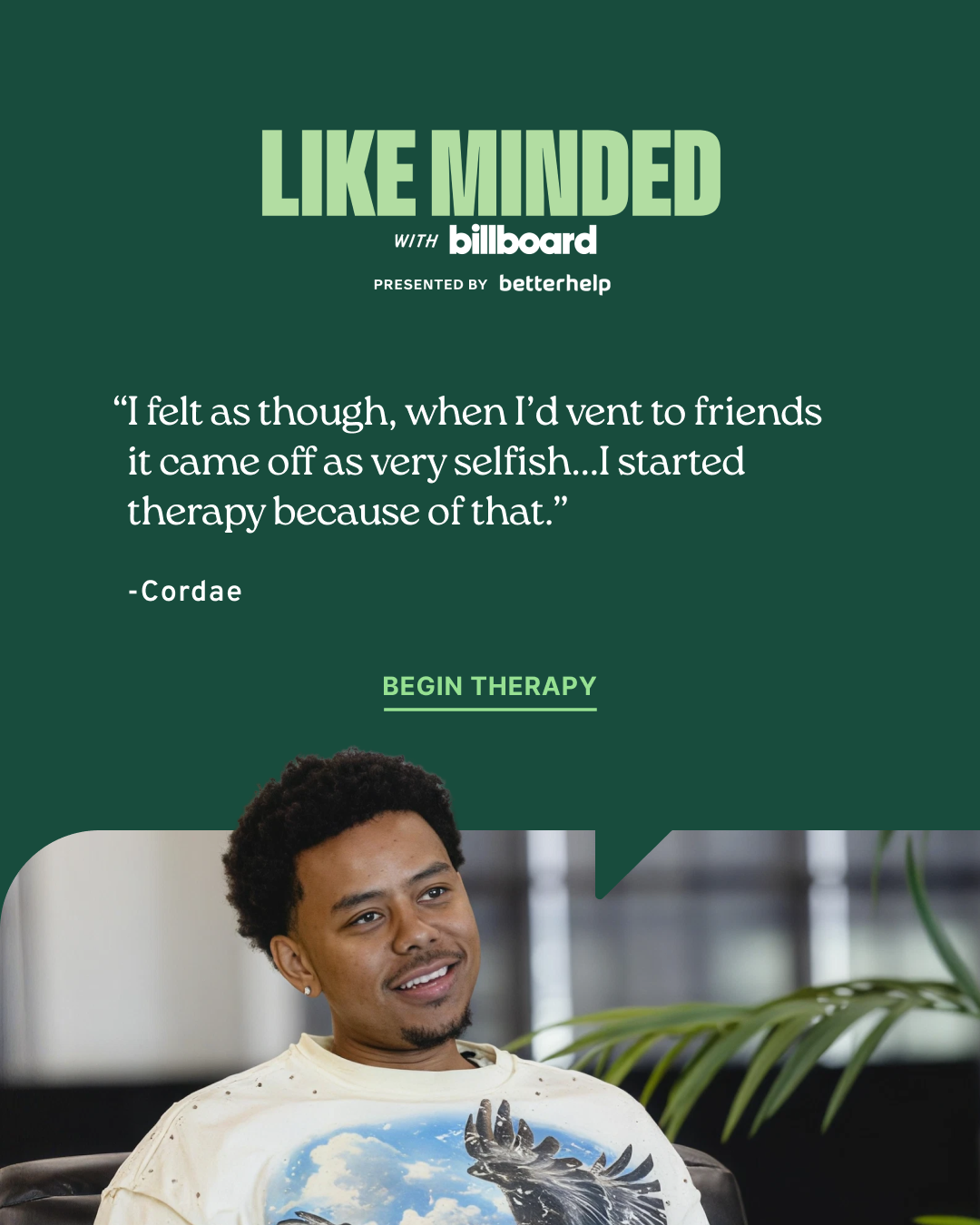 BetterHelp Facebook ad: Real Talk From Cordae