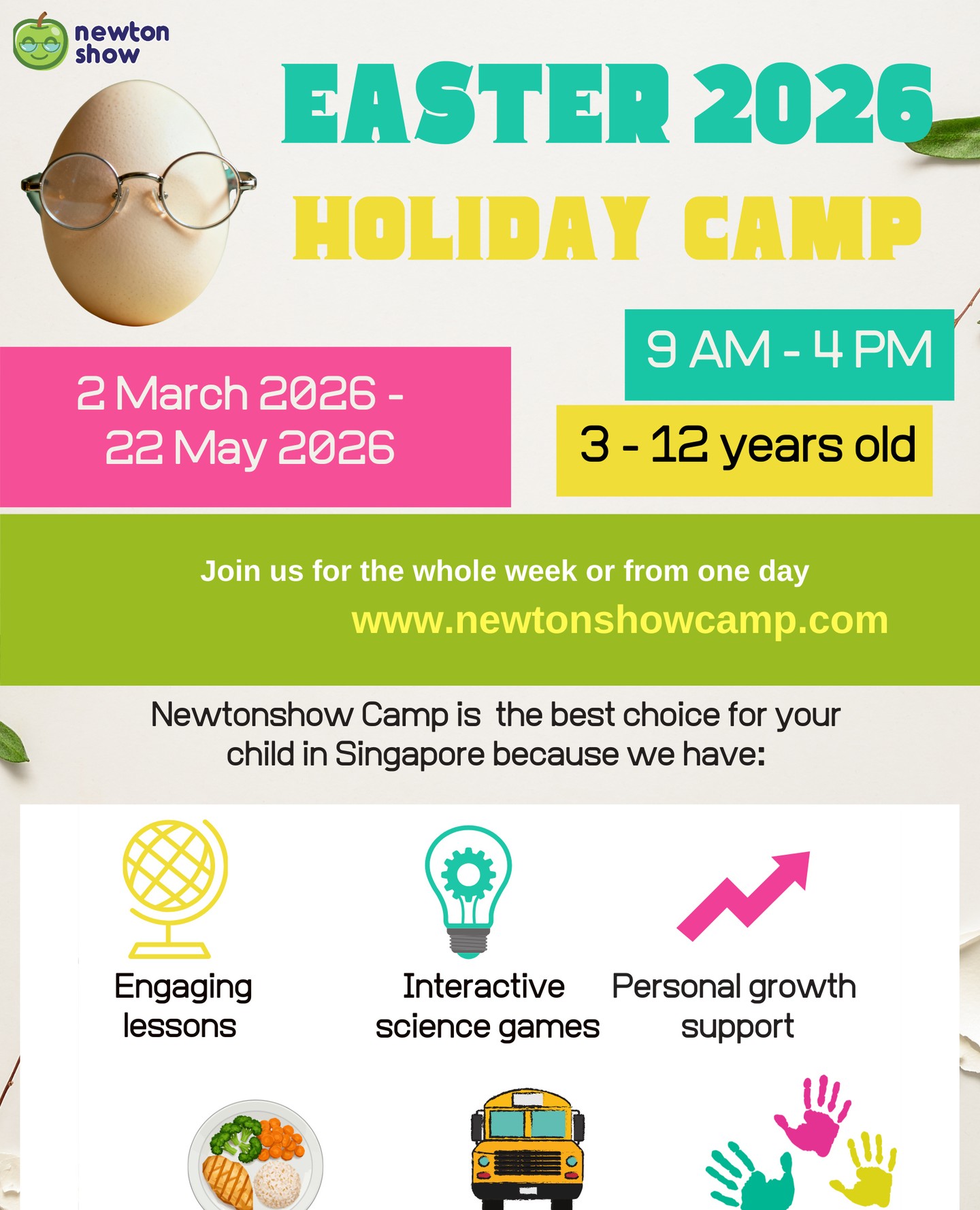 Newtonshow camp Facebook ad: EASTER HOLIDAY CAMPS 2026, ALL SUBJECTS RELEASED!