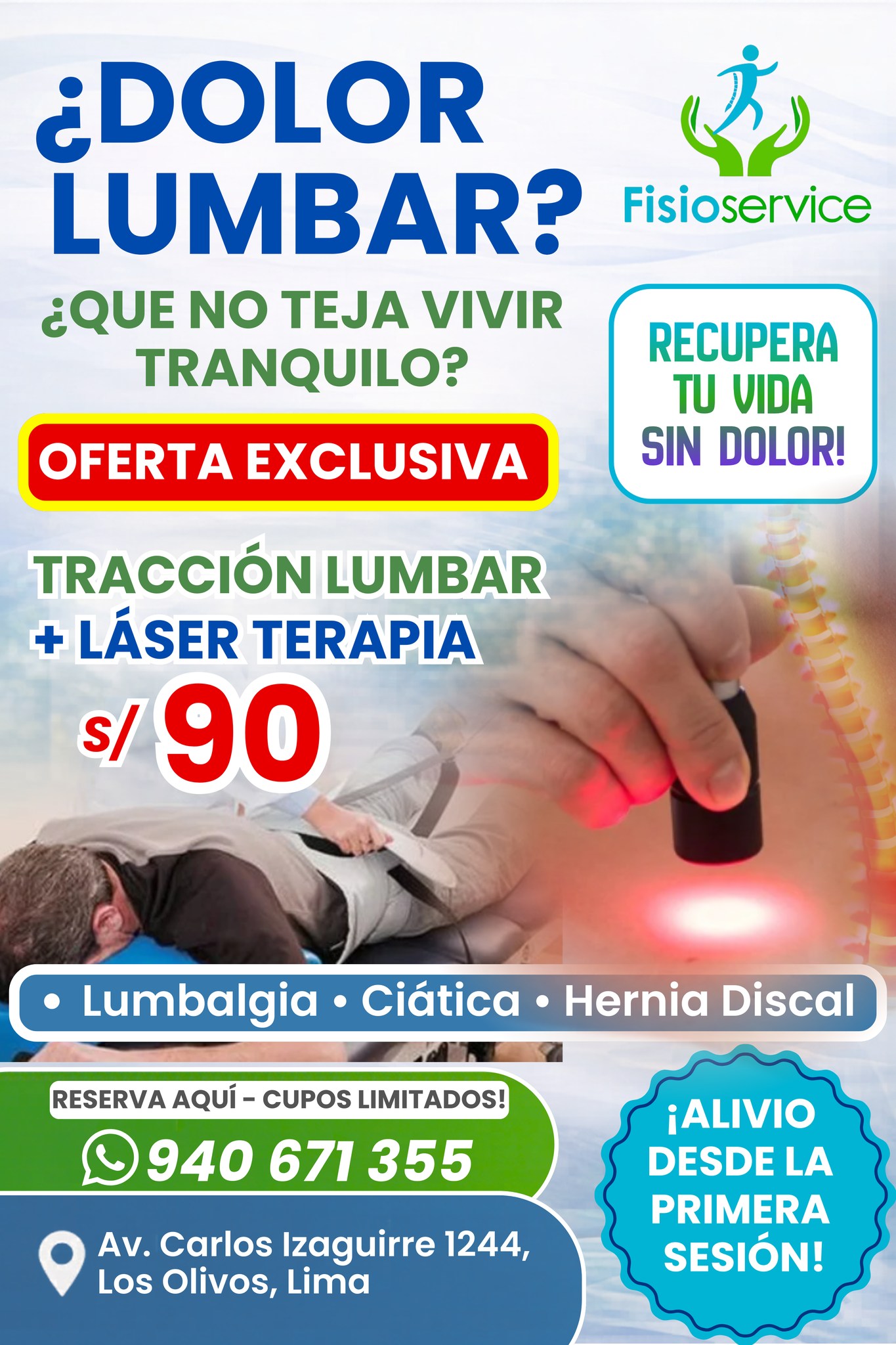 Fisioservice - Los Olivos Facebook ad: Si te duele la espalda, esto es para…