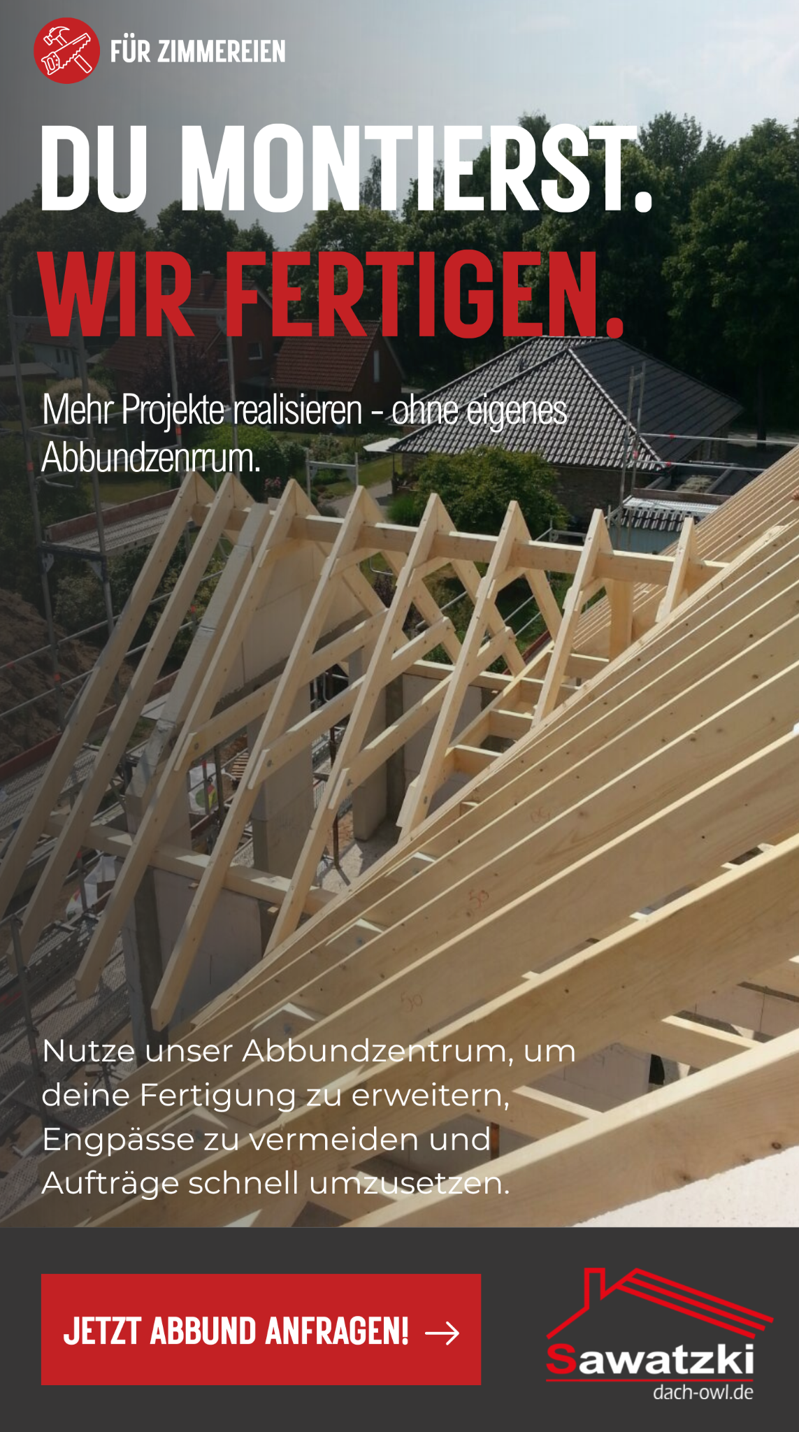 Cross Talent Marketing Facebook ad: Mehr Abbundkapazität für deine Zimmerei