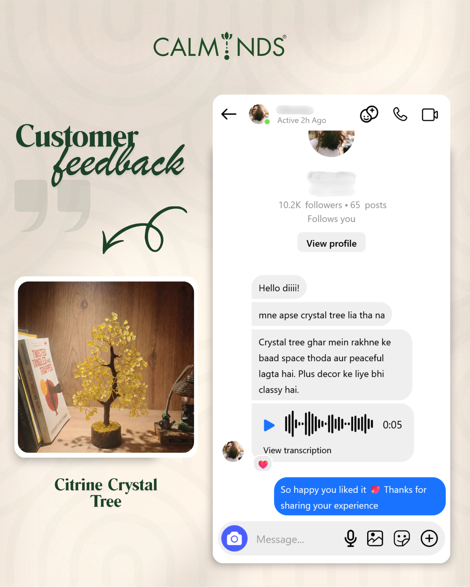 Calminds.in Facebook ad: Add Positivity to Your Home
