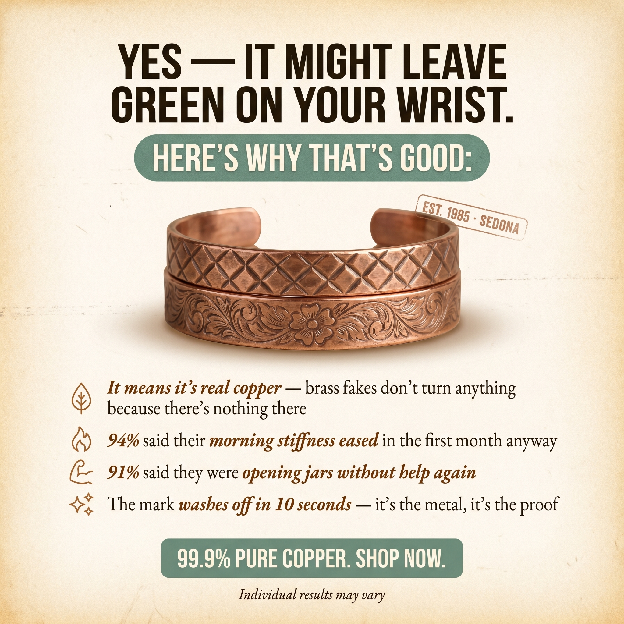 Vera’s Copper Jewelry Facebook ad