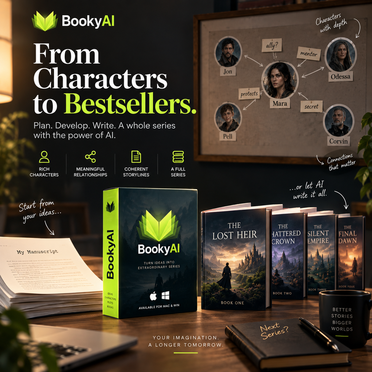 Bookyai - Autonomous Book Creation Pipeline Facebook ad: Your book, start to KDP-ready. One-time payment.