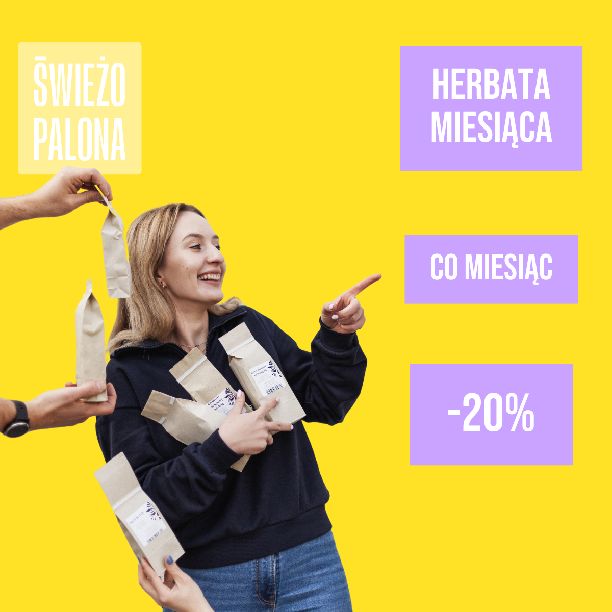 Świeżo Palona Facebook ad: Kawa i Herbata Miesiąca -20%!