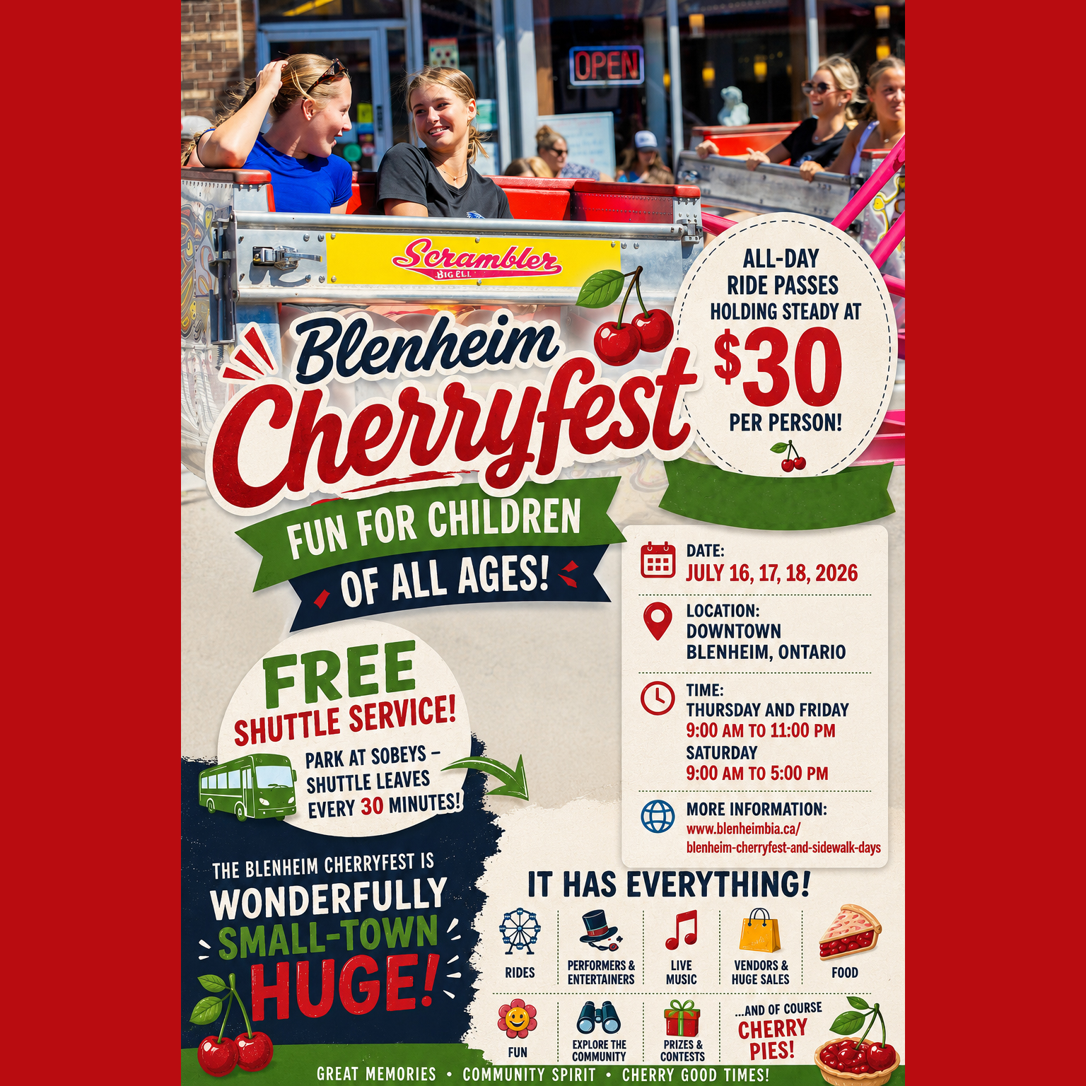 Blenheim Cherryfest Facebook ad: Blenheim Cherryfest and Sidewalk Days | Discover…