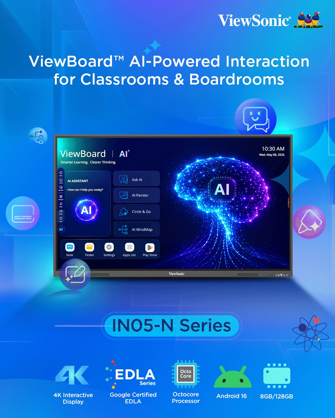 ViewSonic Facebook ad: ViewBoard IN05 Series brings powerful AI-driven…