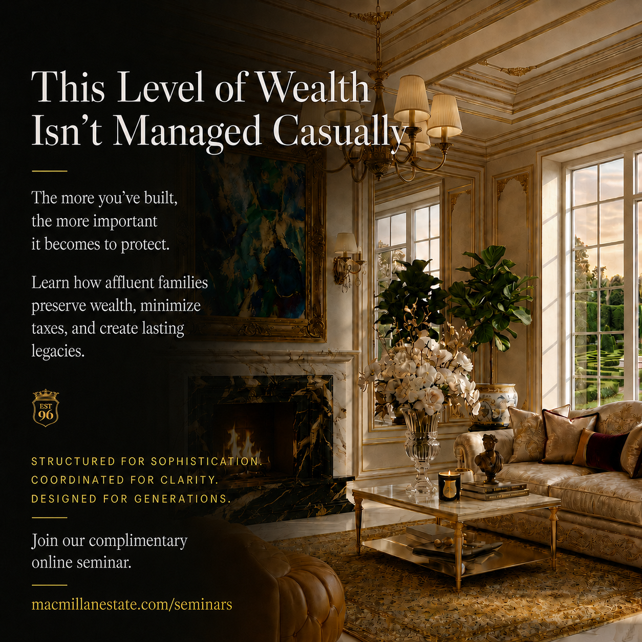 MacMillan Estate Planning Facebook ad: Macmillan Wealth Preservation Webinar