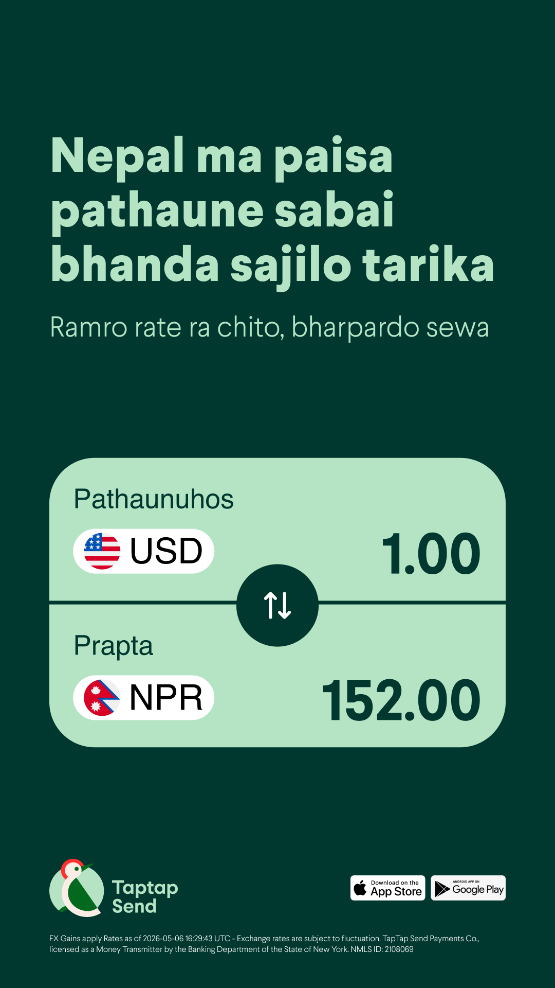 Taptap Send Facebook ad