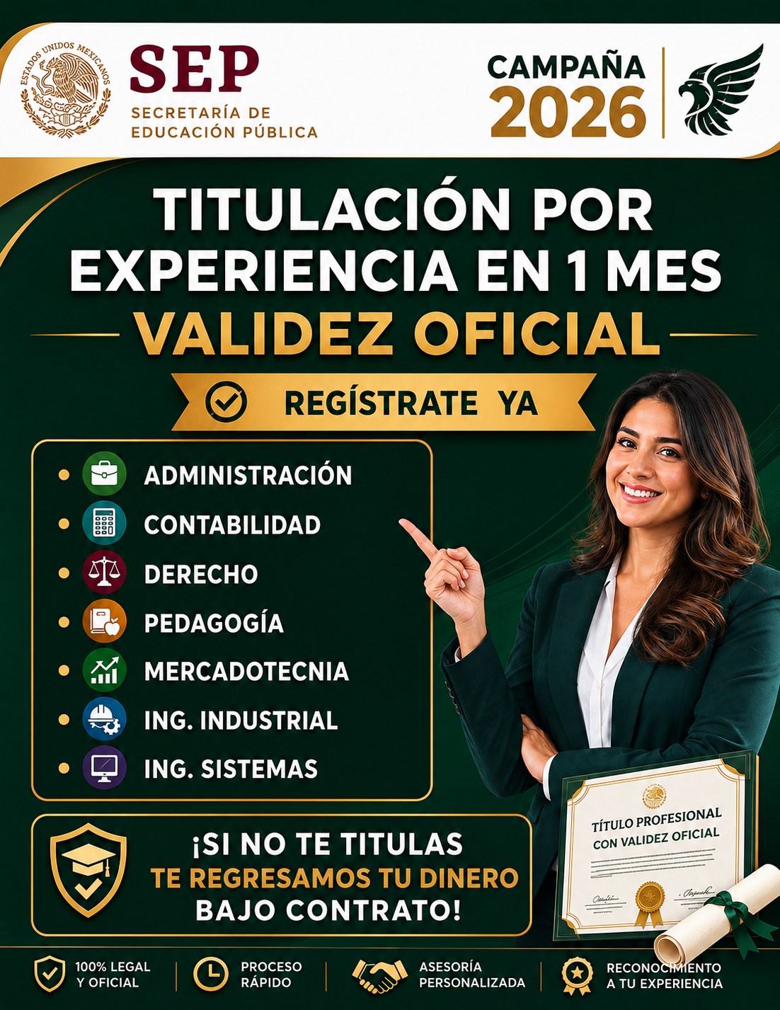 Michelle A. Jiménez Facebook ad: ¿Trabajas desde hace años y sigues sin título?