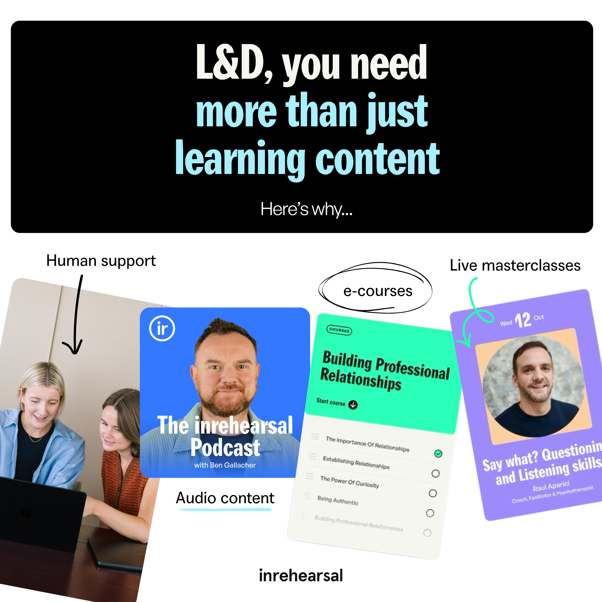 Inrehearsal Facebook ad: Struggling with endless learning requests?