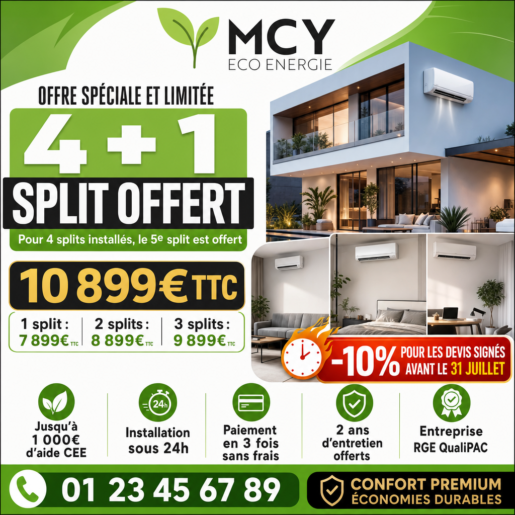 MCY Eco - Artisan Froid et Chauffage Facebook ad: Installation de Clim' sous 24h
