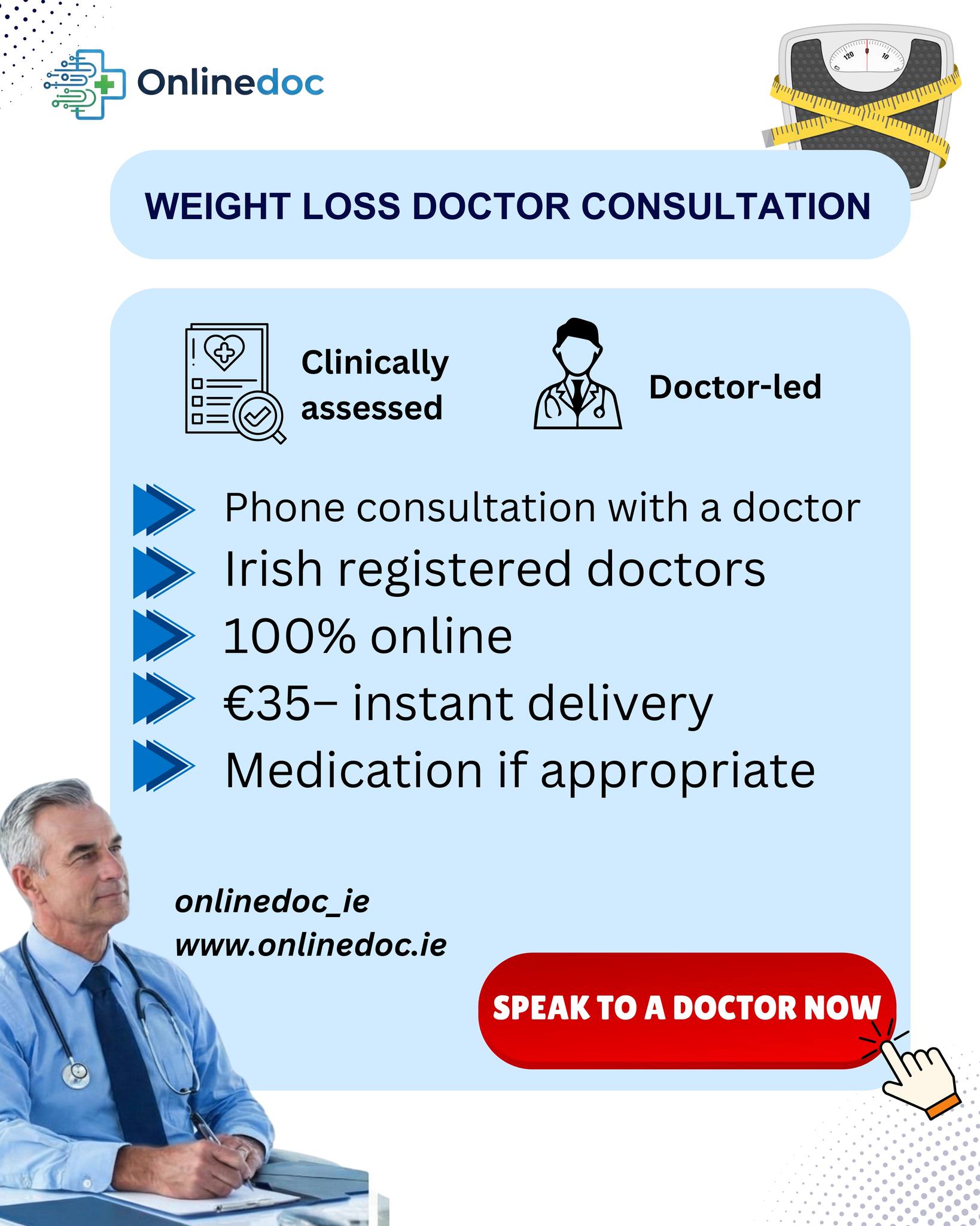 OnlineDoc Ireland Facebook ad: Looking for doctor-led weight loss support in Ireland?
