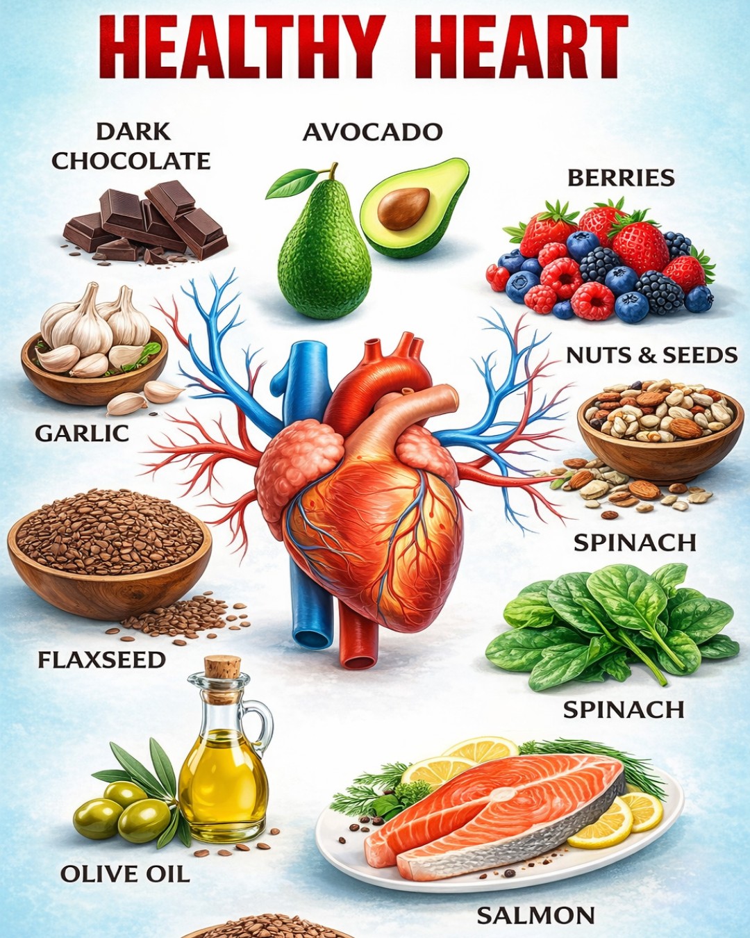 A medical page for the American \ Dr. Nour Facebook ad: Top 9 Foods for a Healthy Heart!
