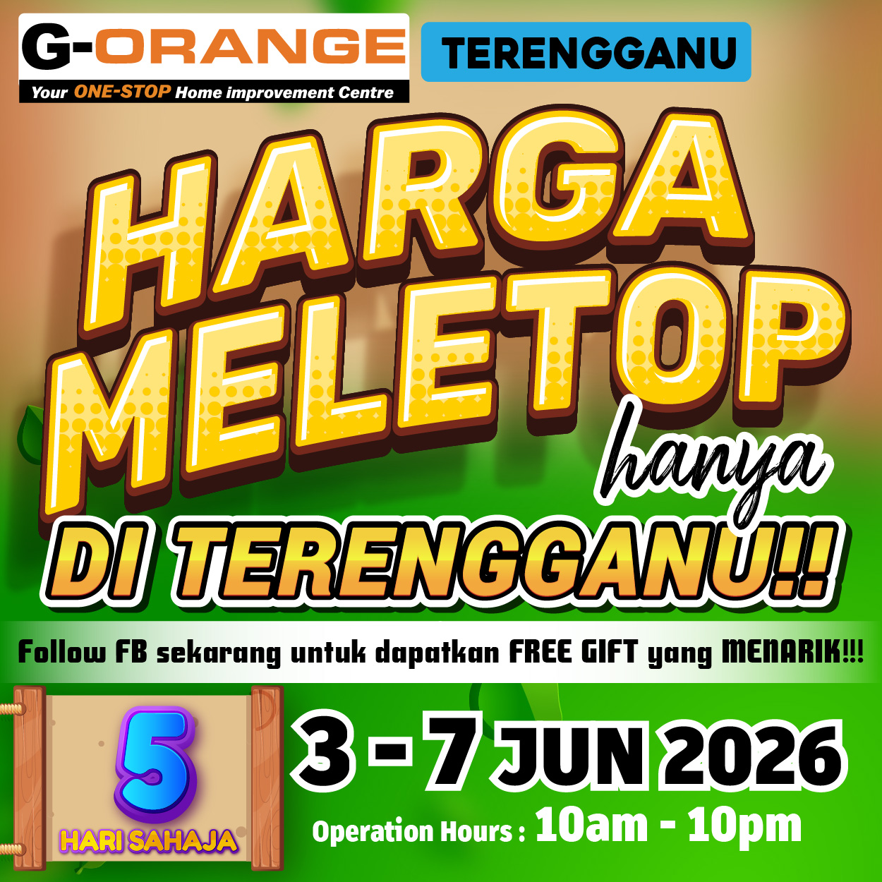 G-Orange Mall Facebook ad: PROMOSI HARGA MELETOP HANYA DI TERENGGANU!