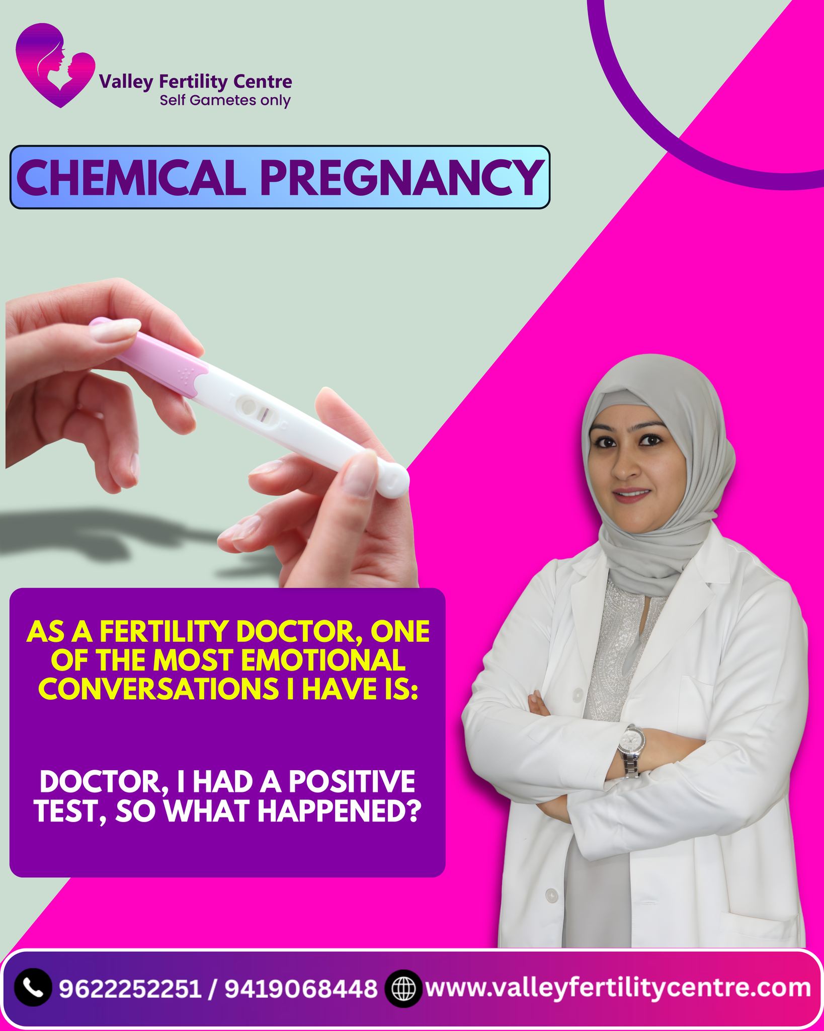 Valley Fertility Centre Facebook ad: Chemical pregnancy can feel confusing and painful.