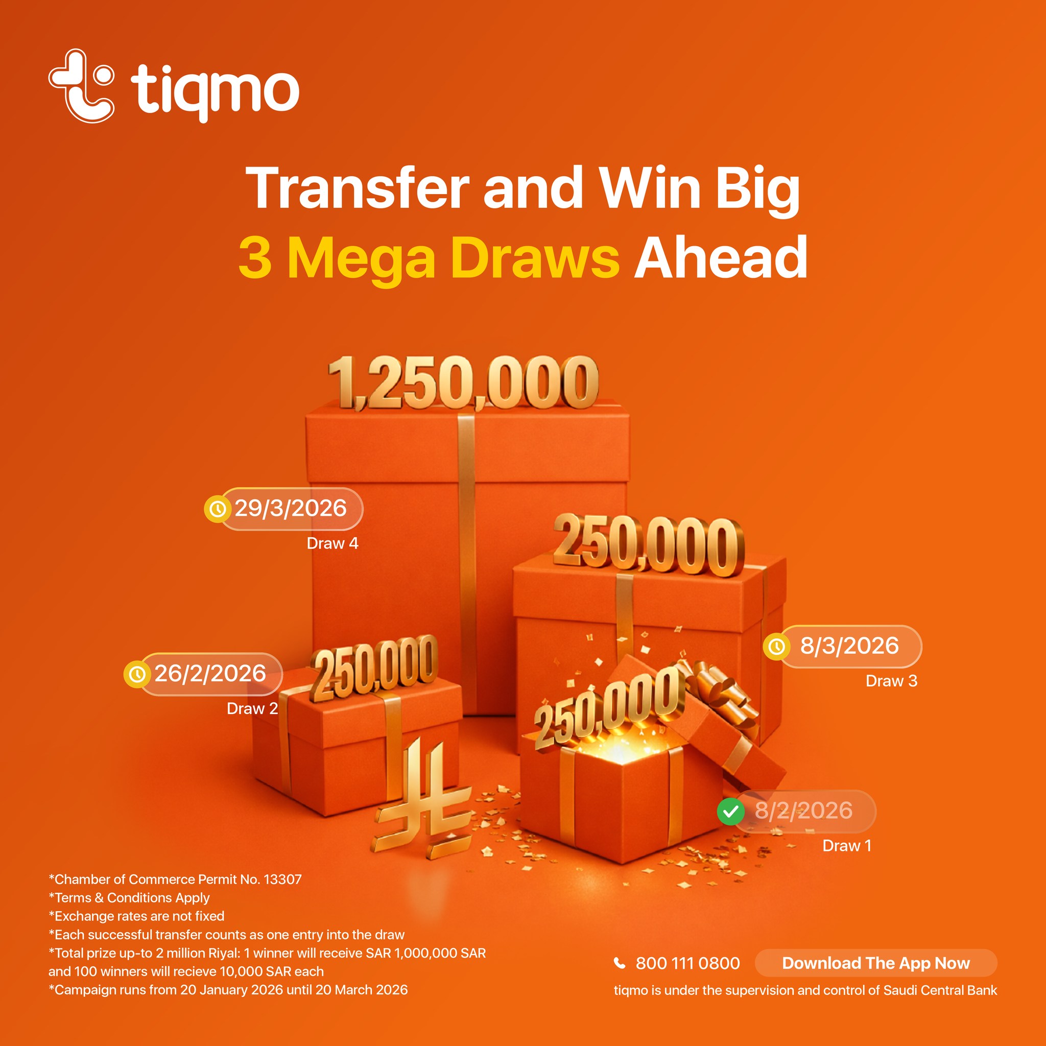 Tiqmo Facebook ad: SAR 250,000 up for grabs, Draw 2 on…