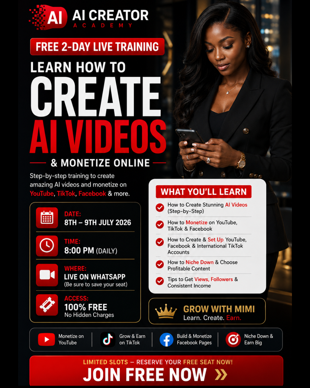 Lioness Digital Academy Facebook ad: What If I Told You You Could Learn AI Video Creation for…