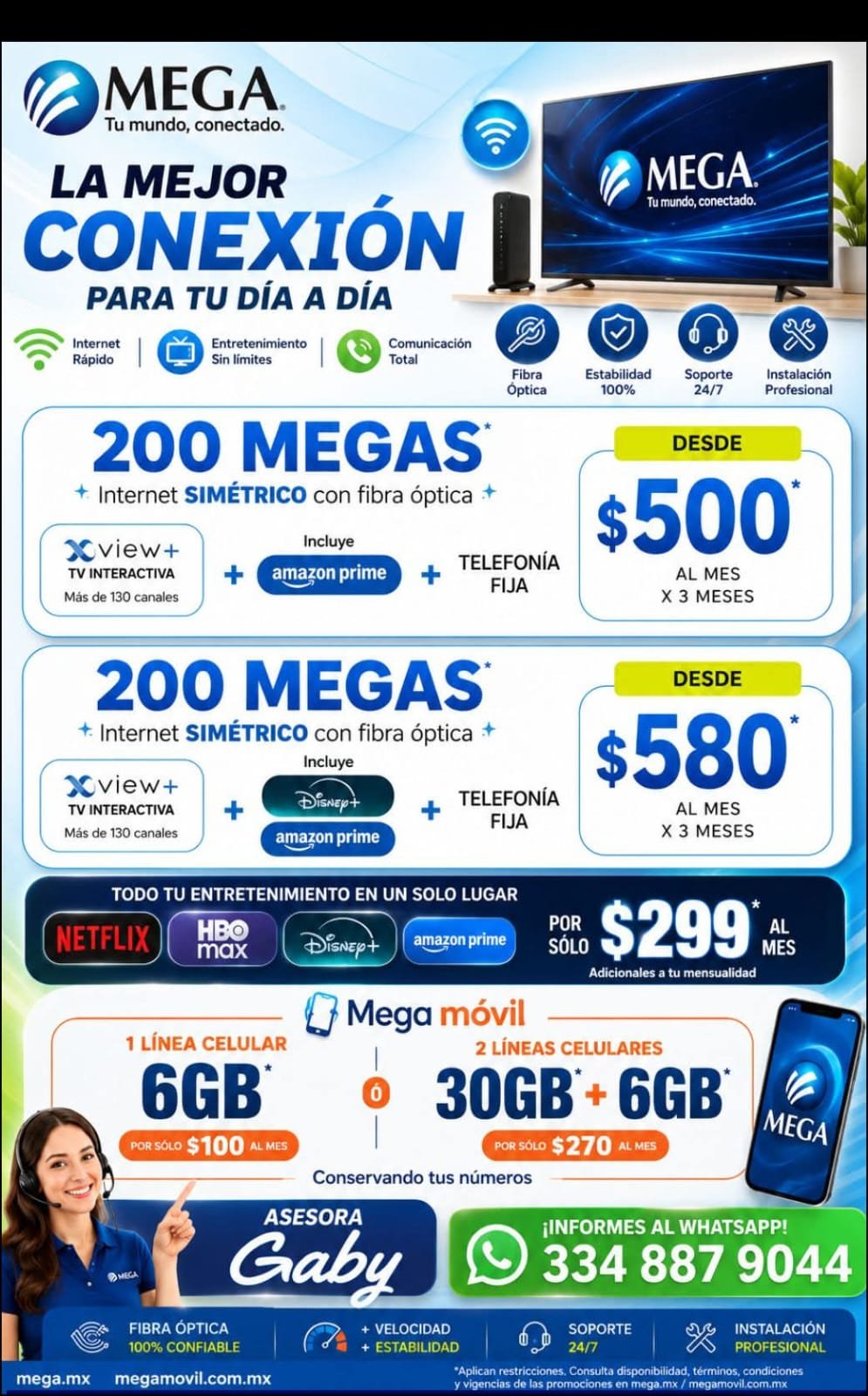 mega Facebook ad: el mejor internet con fibra óptica