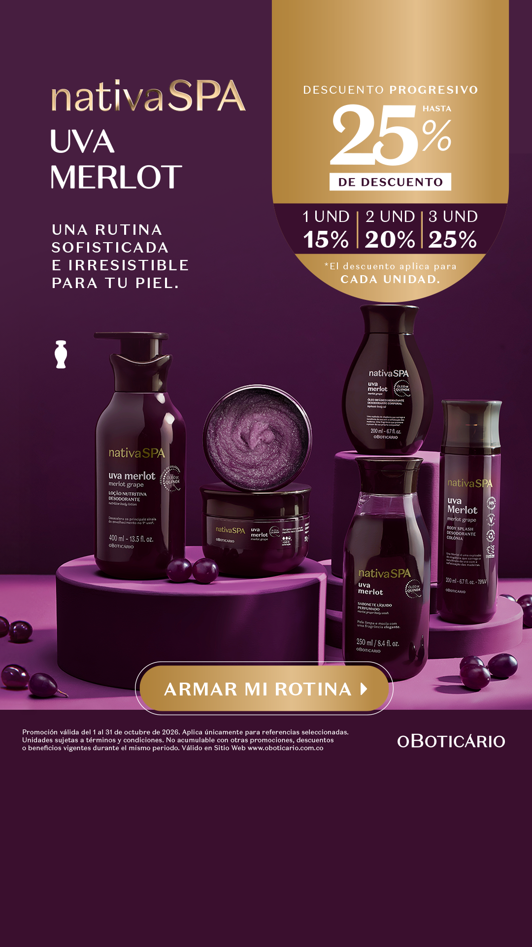 O Boticário Facebook ad: Siente la sofisticación de Uva Merlot