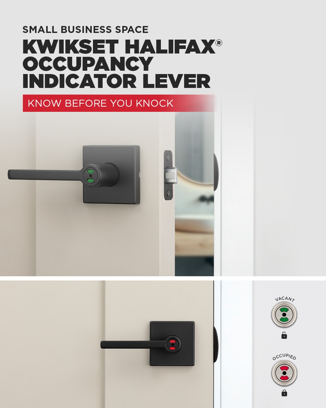 Kwikset Door Hardware Facebook ad: No more uh oh moments.