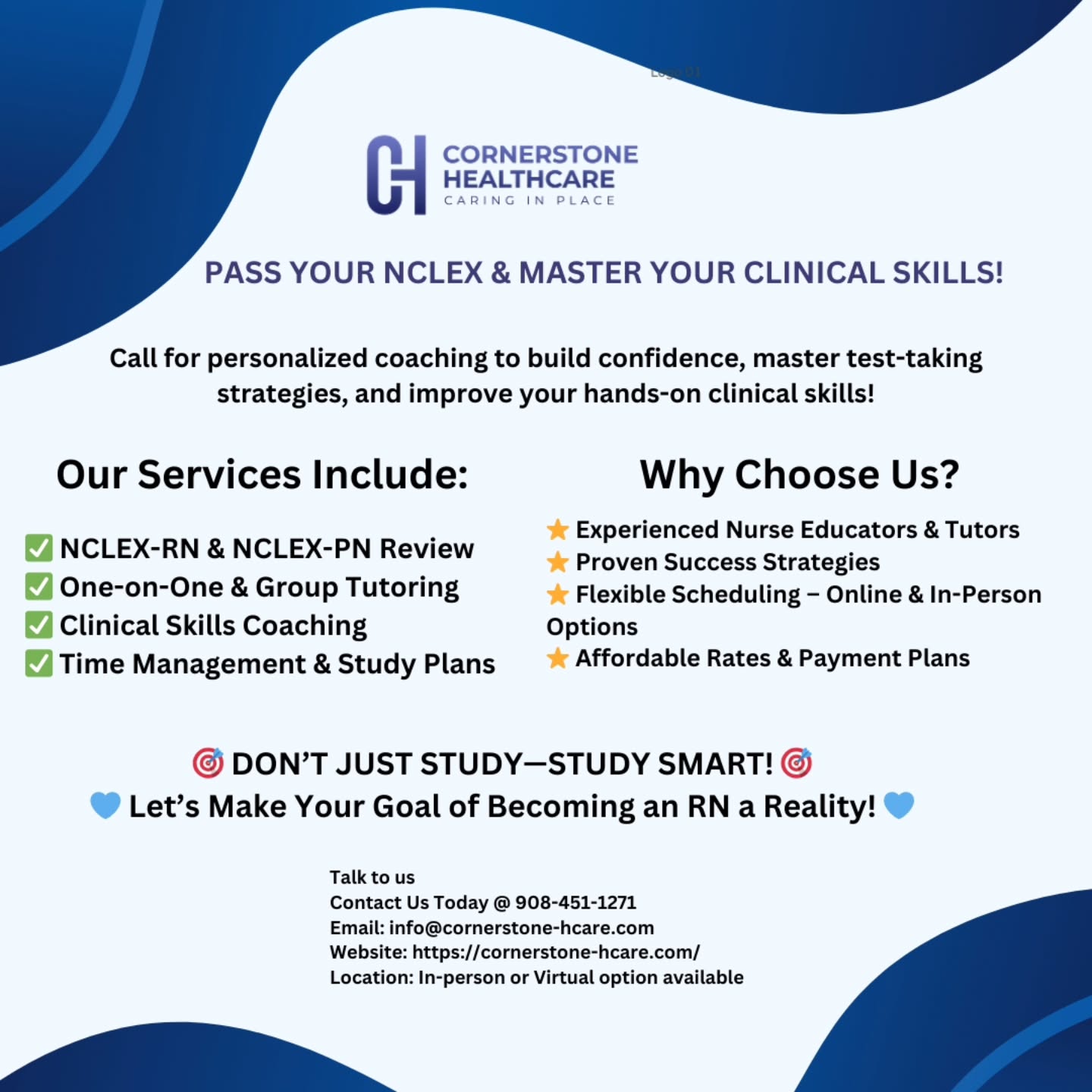 Cornerstone Healthcare Facebook ad: Pass the NCLEX with confidence!